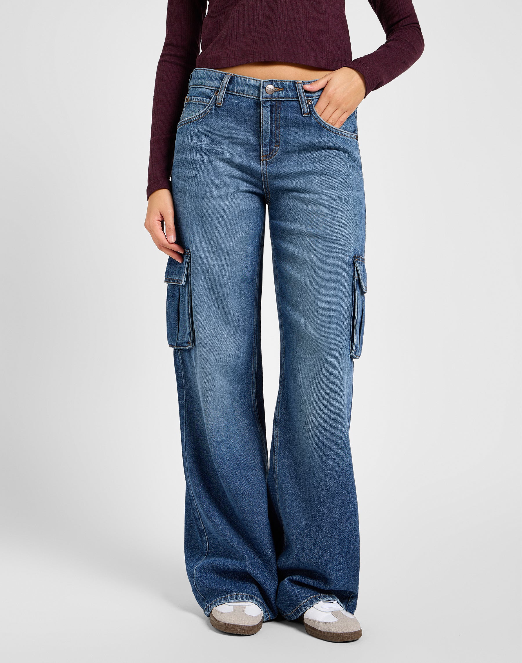 Slouch Cargo en jeans Indigo Sheen Lee   