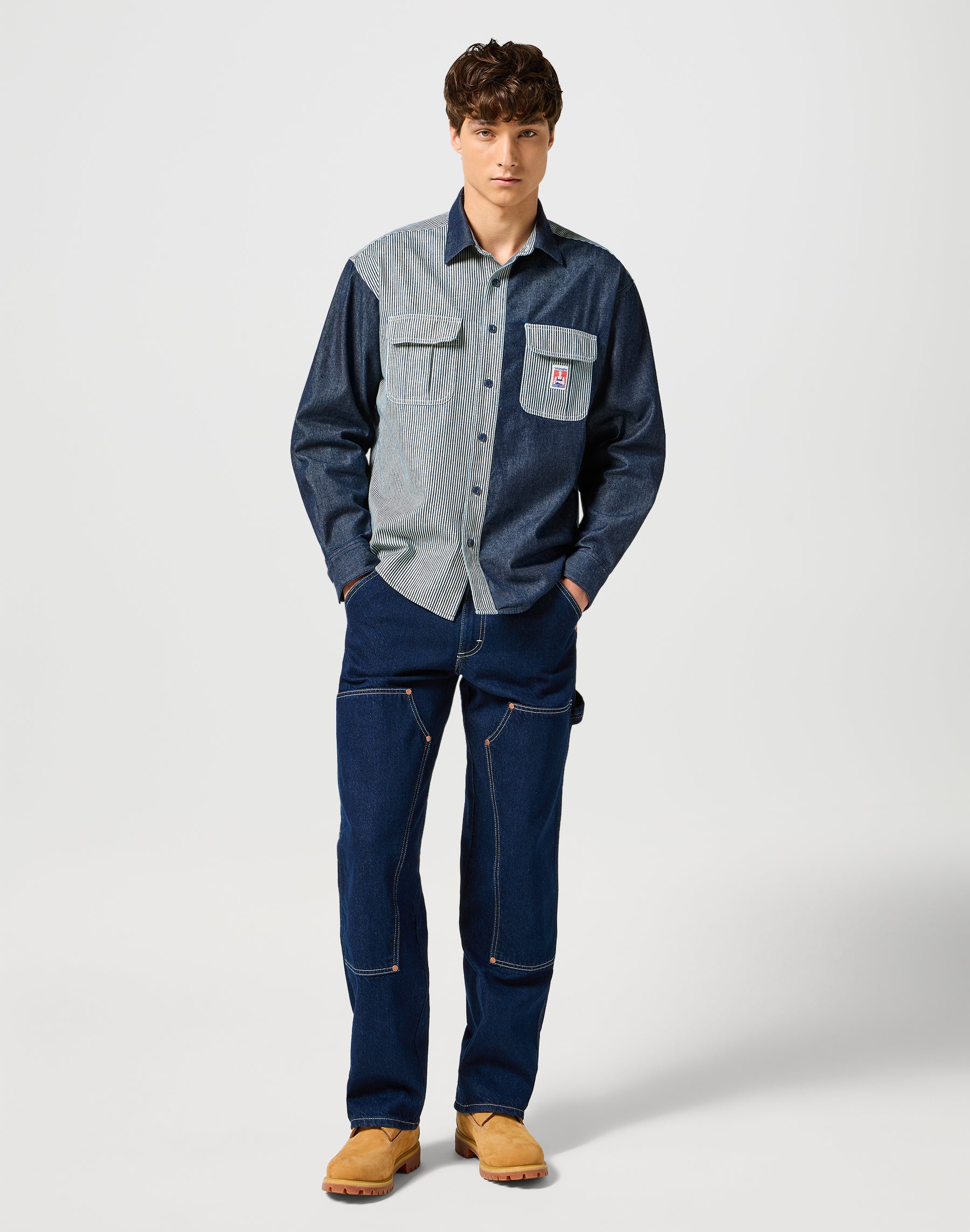 Casey Colorblock Shirt in Mixed Denim Chemises Wrangler   