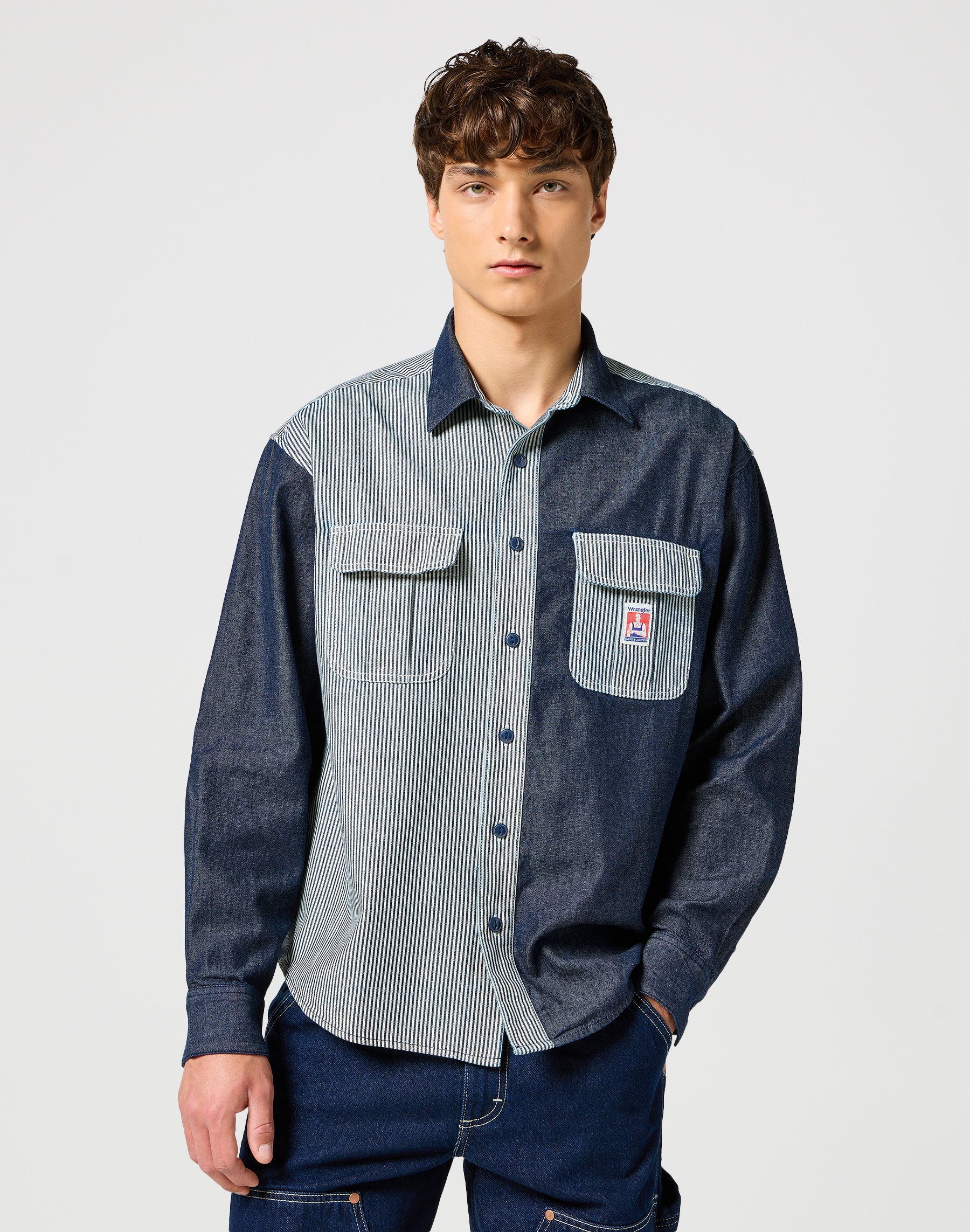 Casey Colorblock Shirt in Mixed Denim Chemises Wrangler   