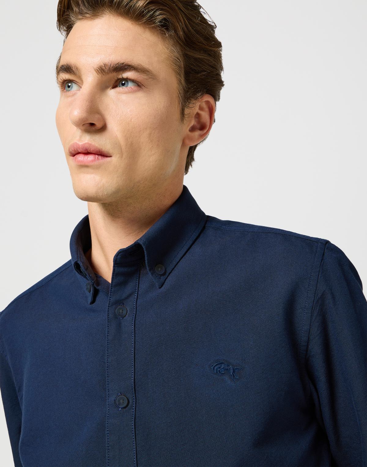 Chemise Oxford en marine foncé Chemises Wrangler   