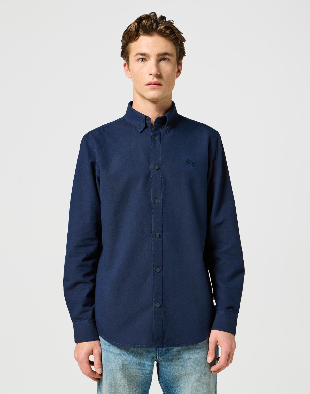 Chemise Oxford en marine foncé Chemises Wrangler   