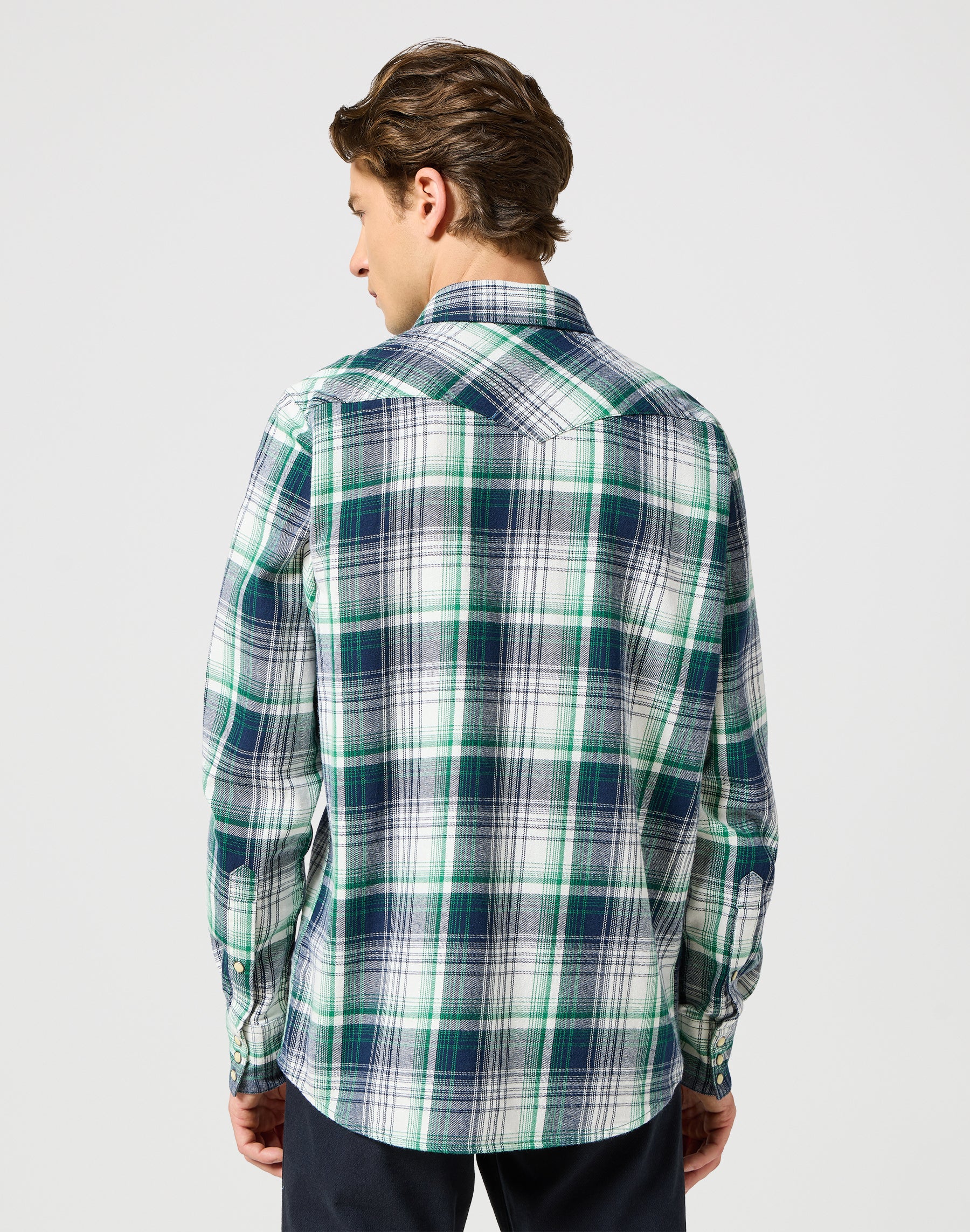 Western Shirt in Green Blue Chemises Wrangler   