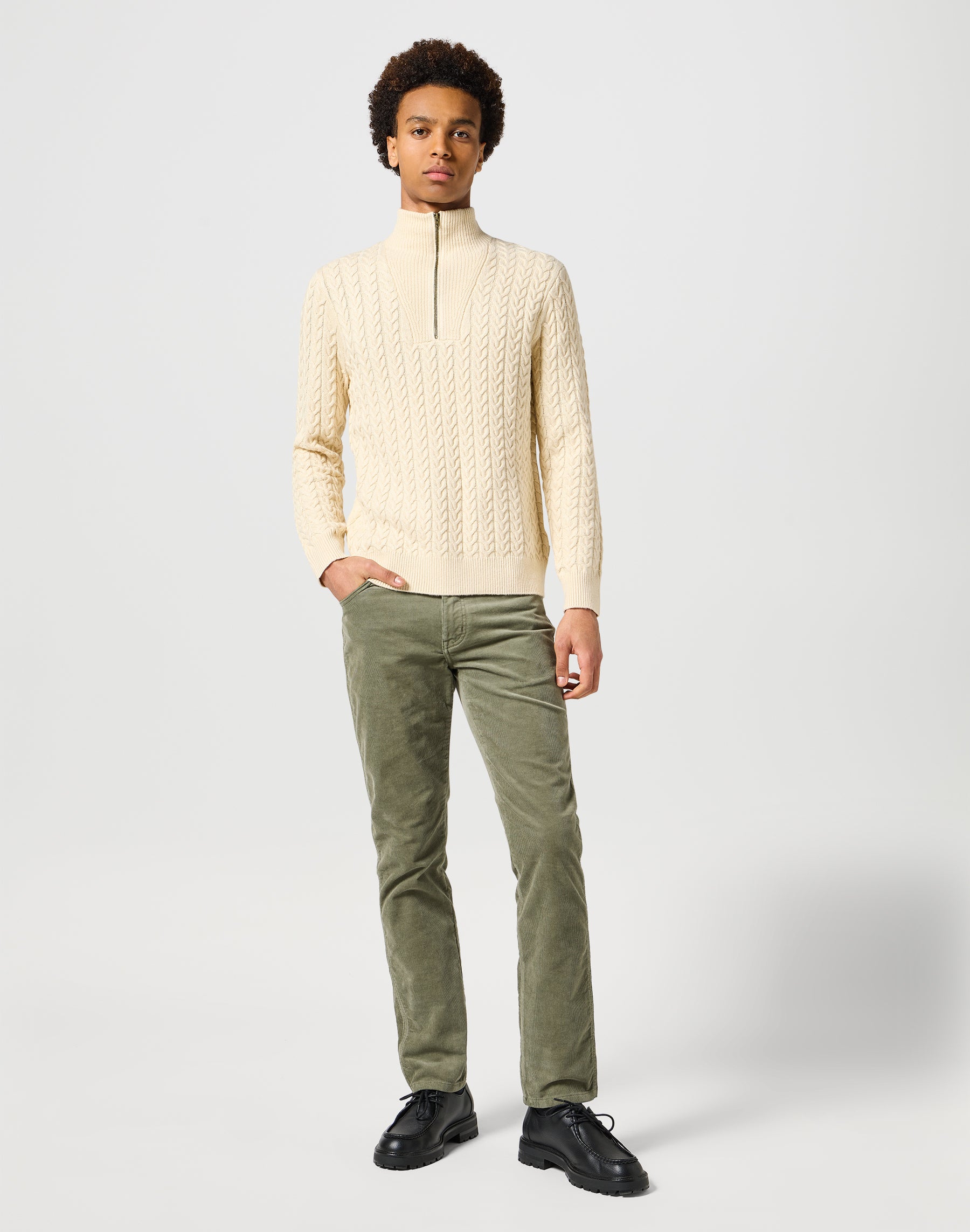 Half Zip Knit en écru Pull Wrangler   