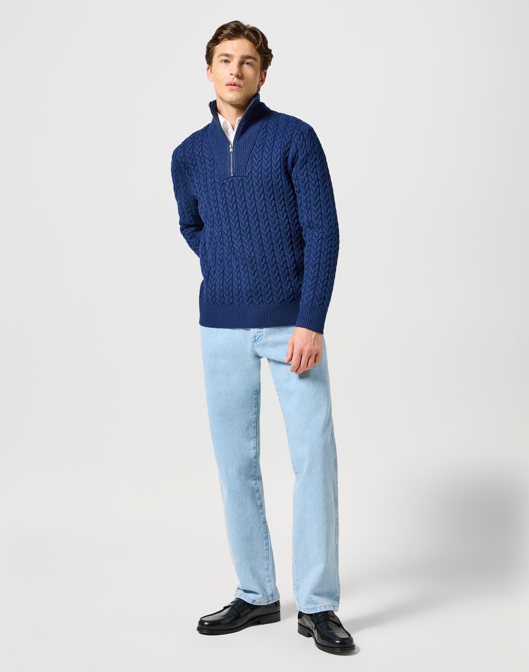 Half Zip Knit in Navy Pullover Wrangler   