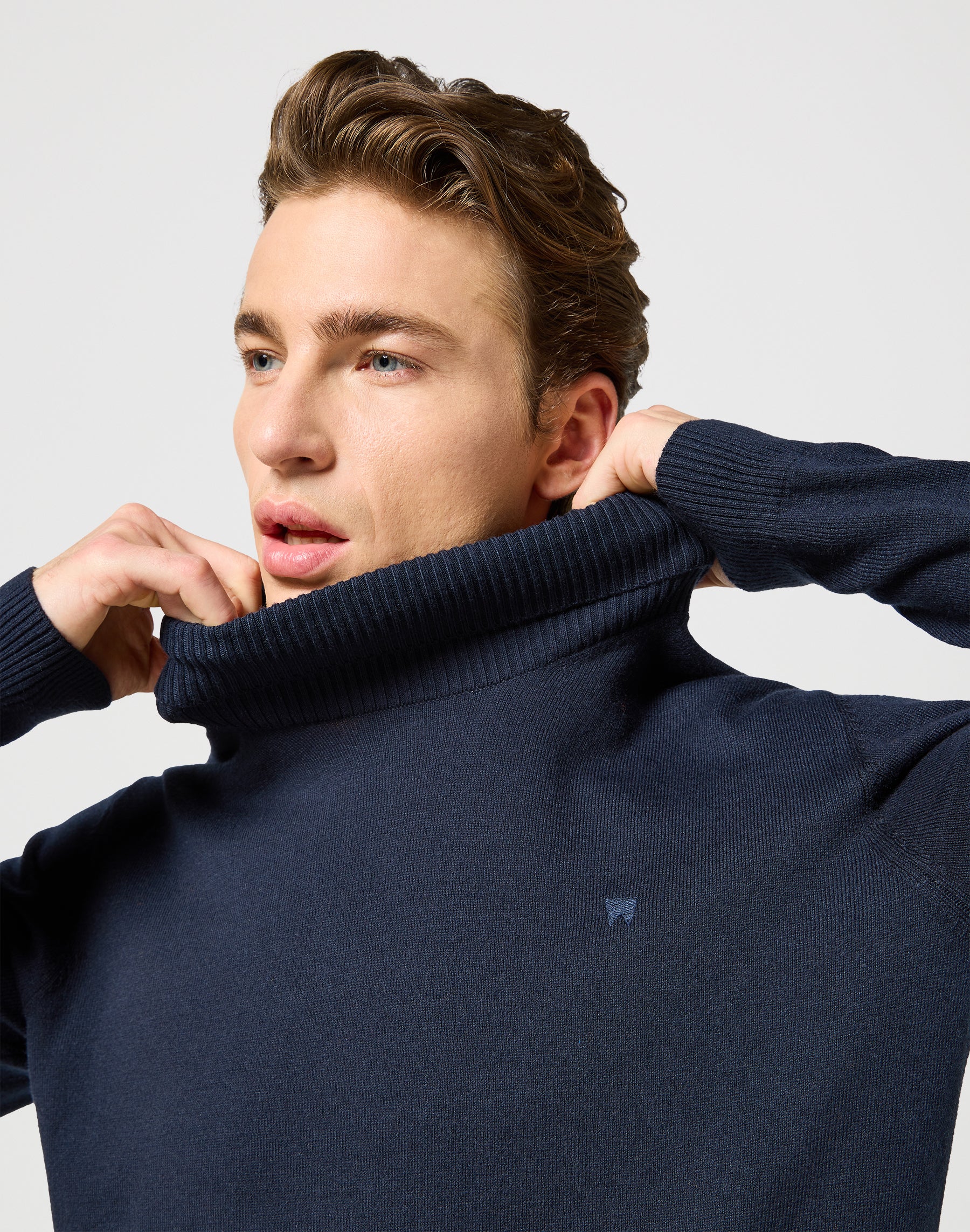 Turtleneck en bleu marine foncé Pull Wrangler   