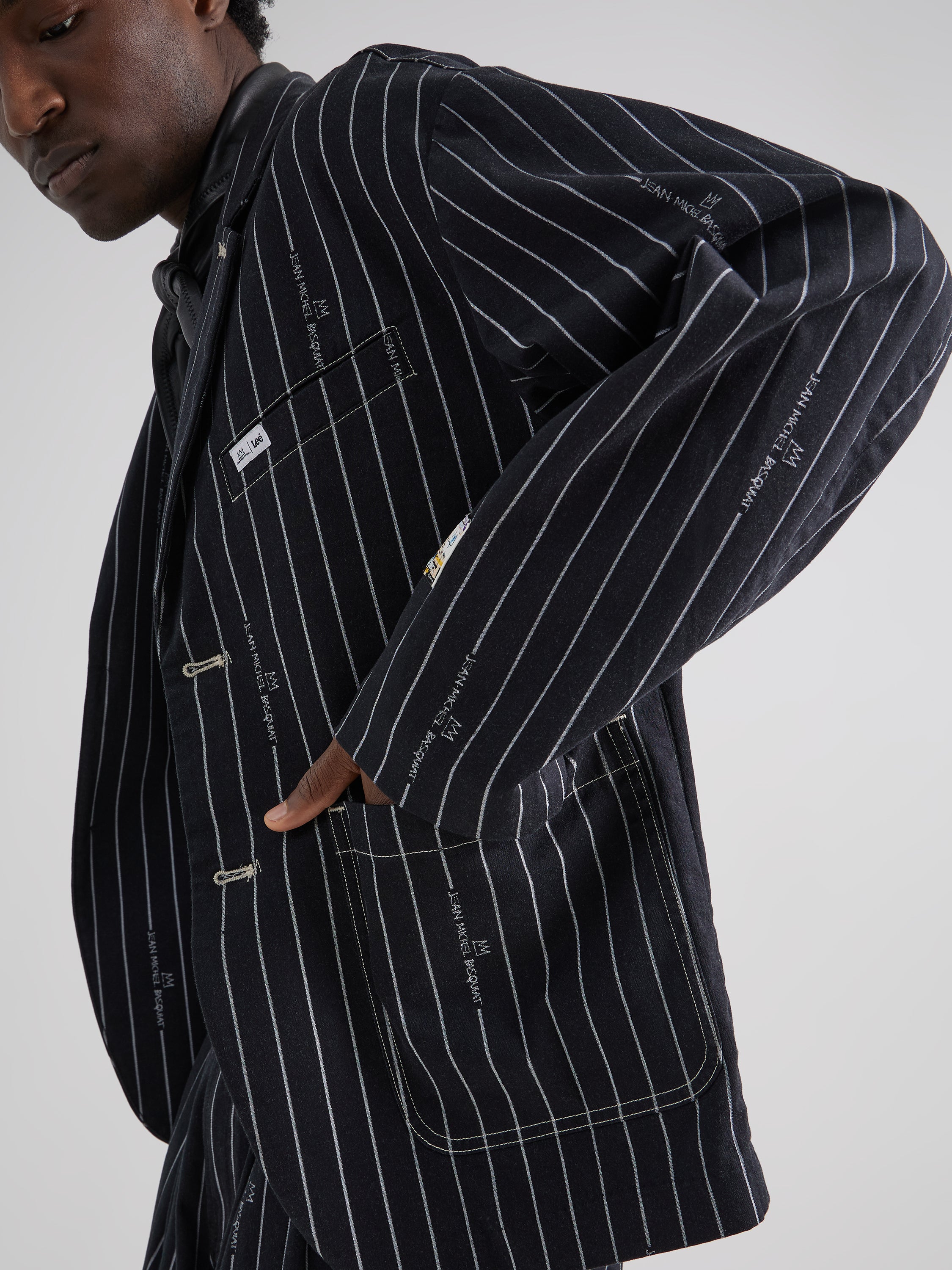 JMB Striped Blazer in Black Vestes Lee   