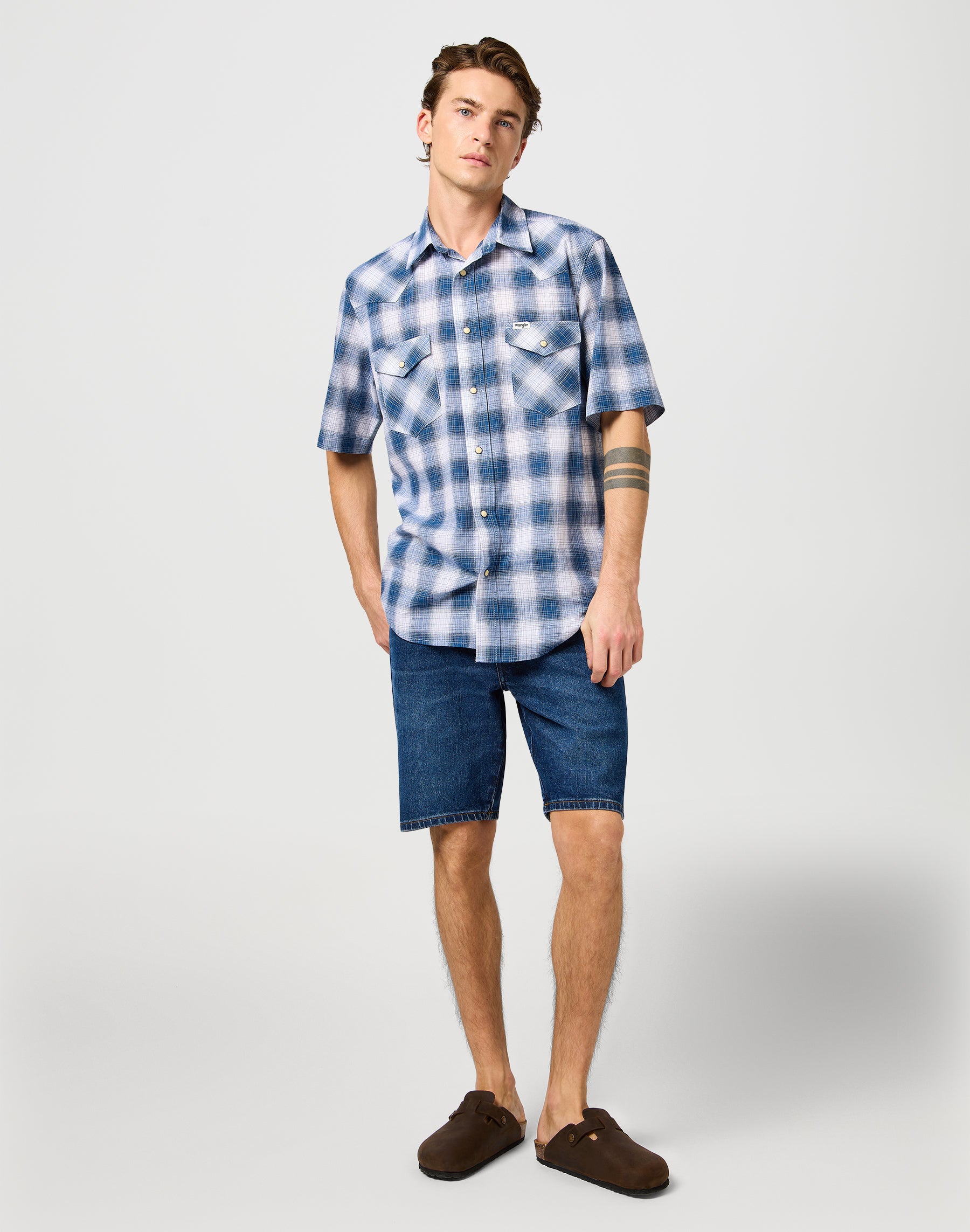 Chemise Western Ss in Blue Shadow Chemises Wrangler