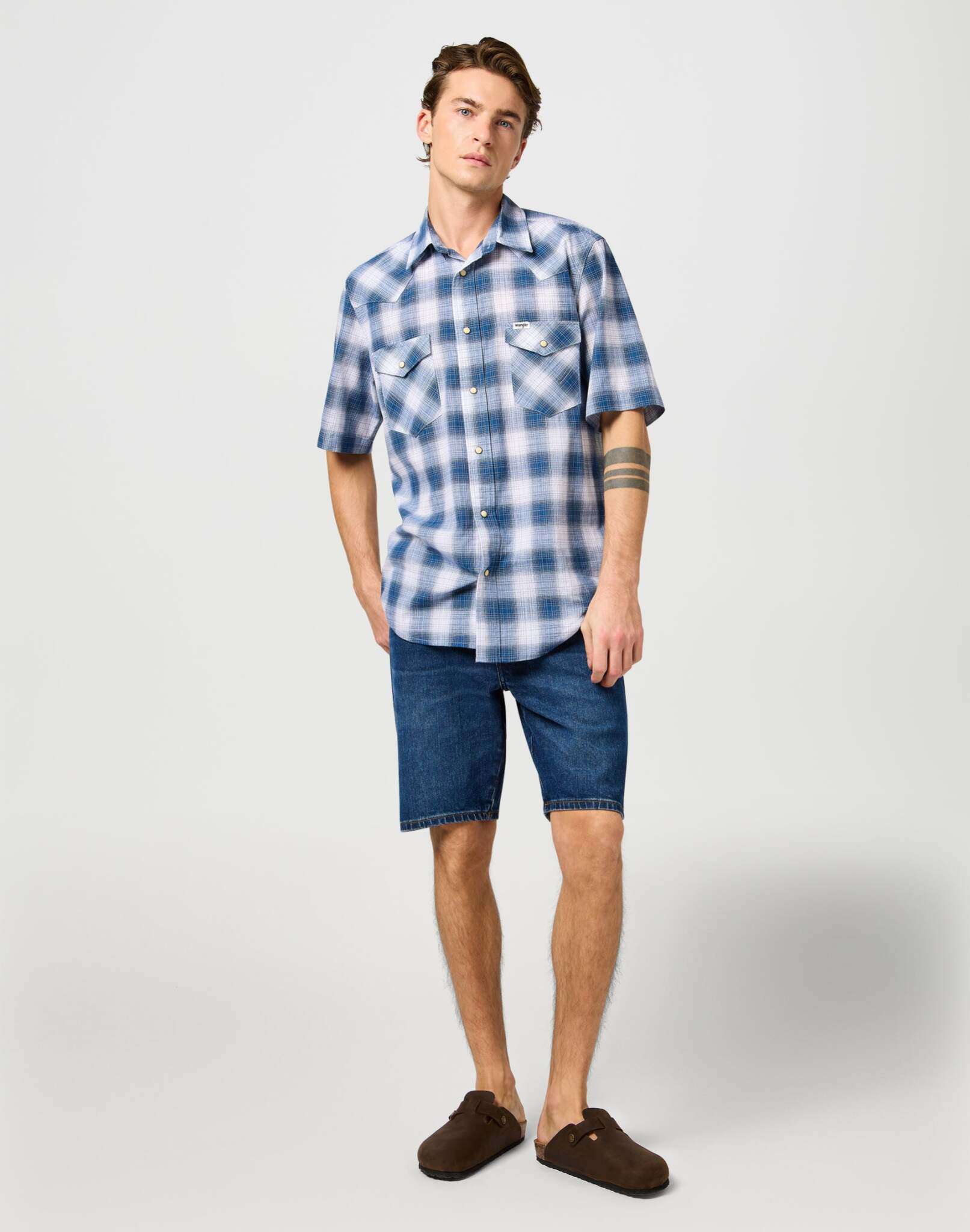 Chemise Western Ss in Blue Shadow Chemises Wrangler