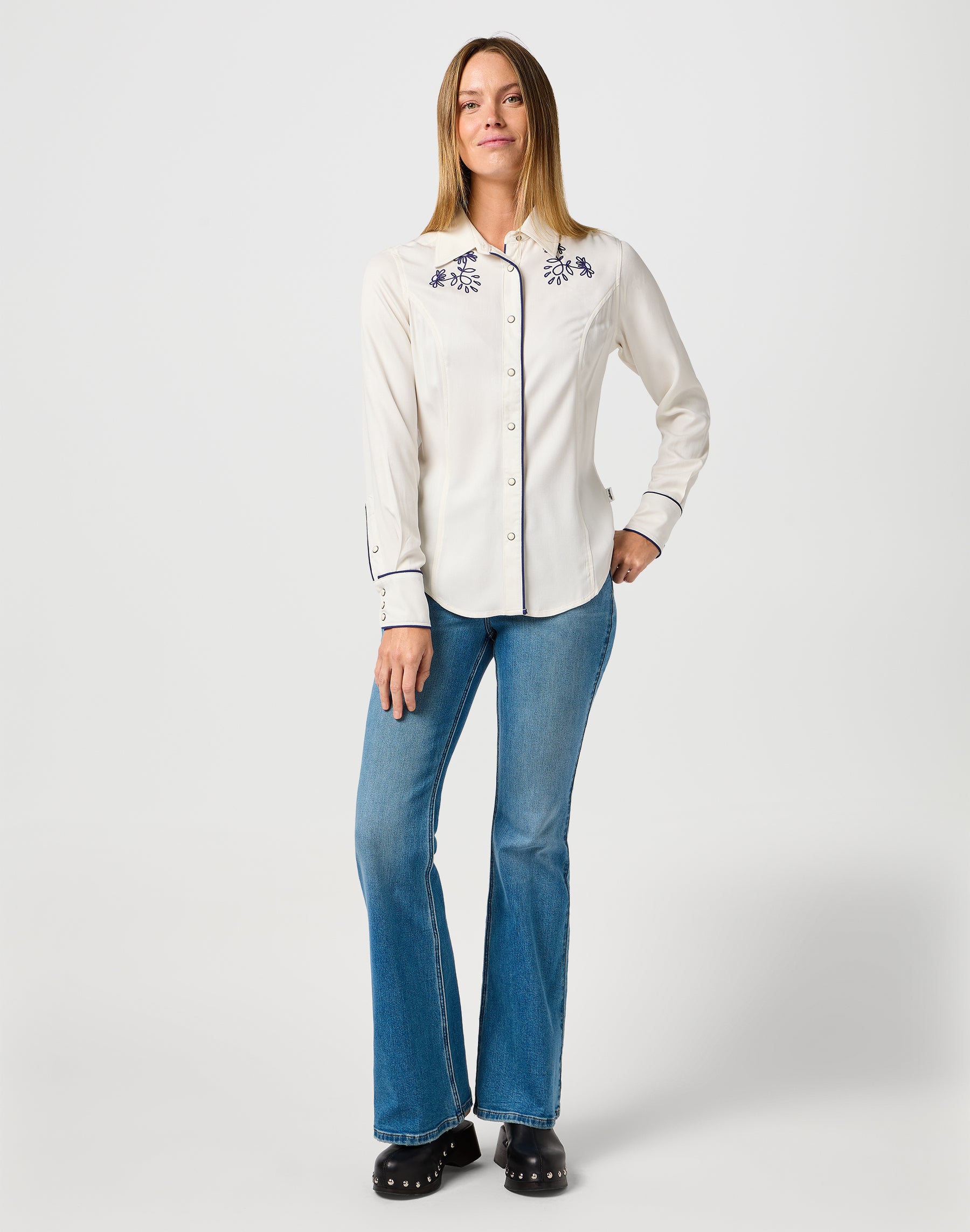 Chemise Western Piped in Vintage White Chemises Wrangler