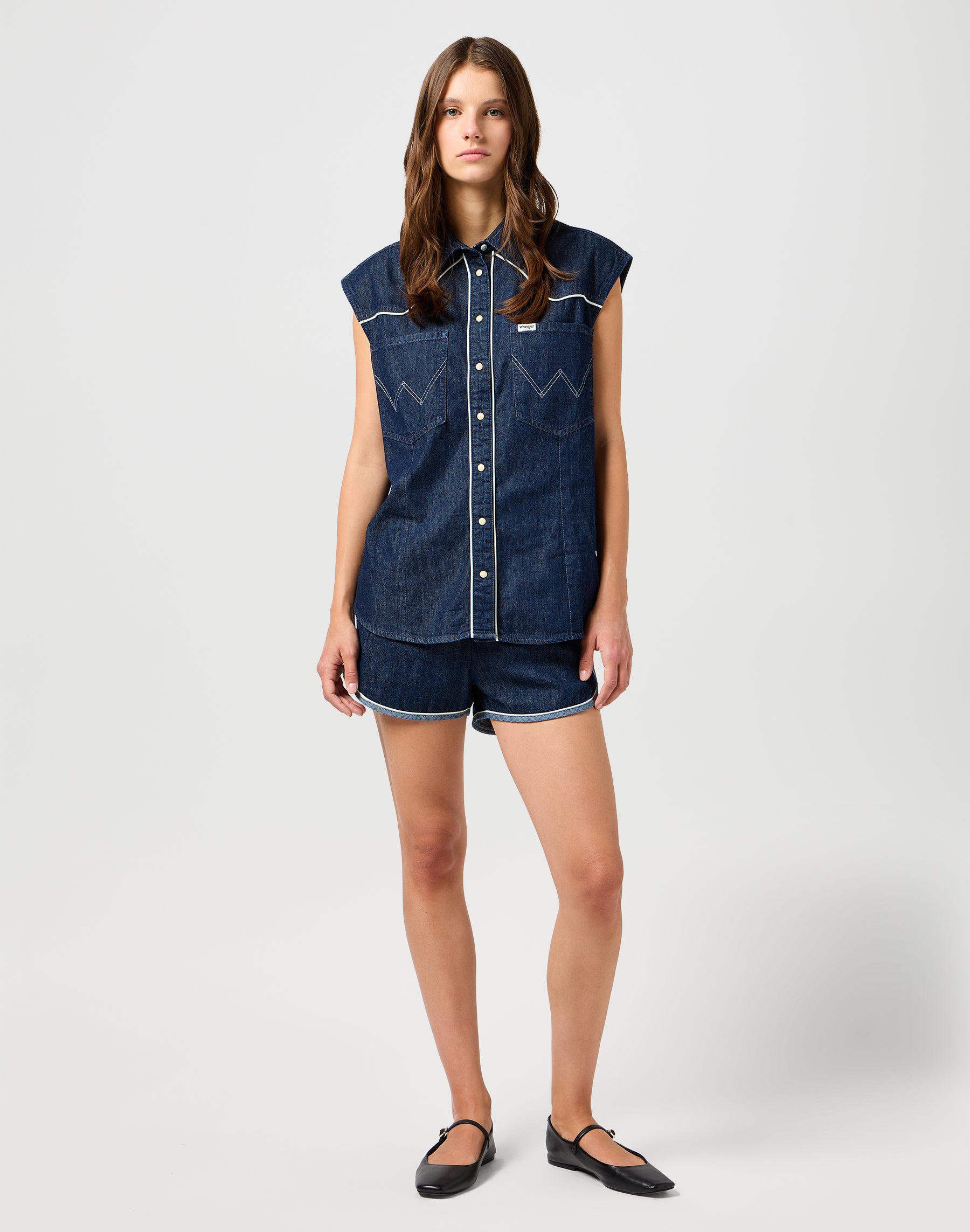 Short Piped en jean Saddle Wrangler