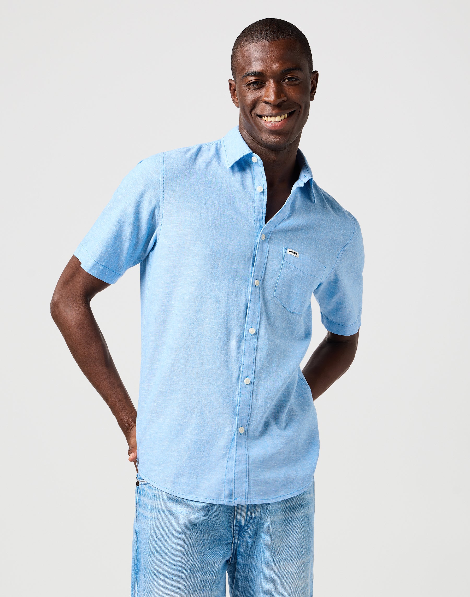 Ss 1 Pkt Shirt in Pacific Blue Chemises Wrangler