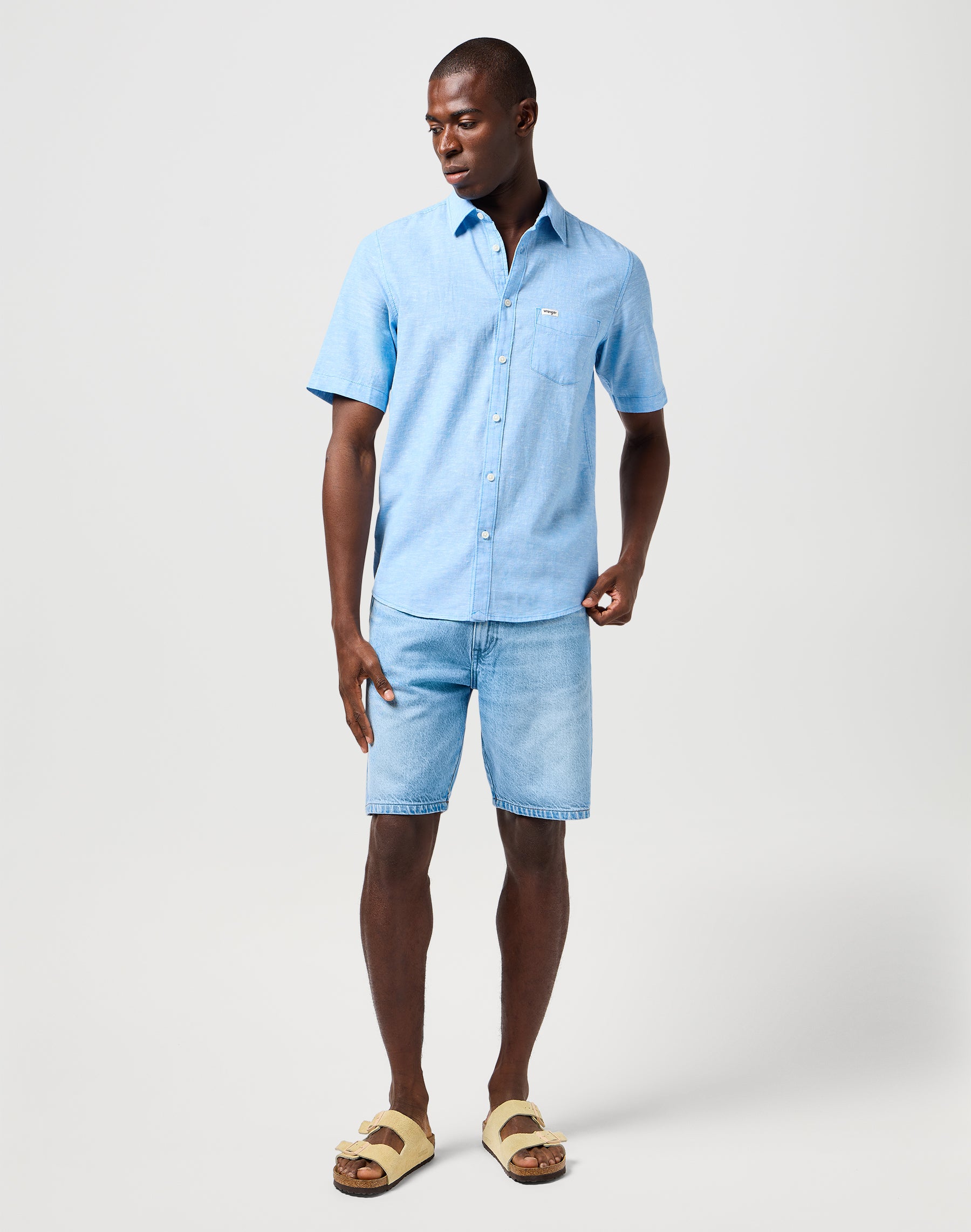 Ss 1 Pkt Shirt in Pacific Blue Chemises Wrangler