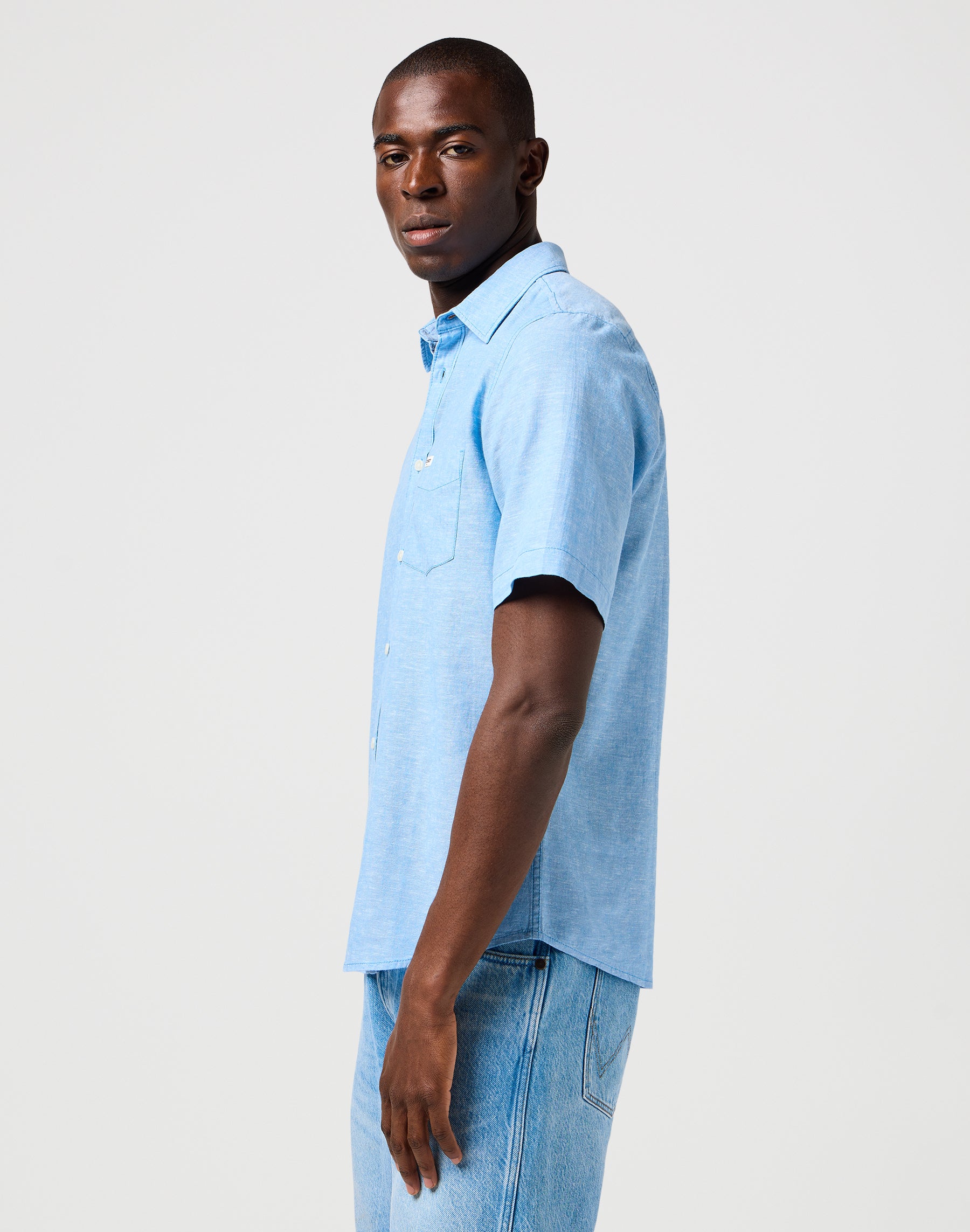 Ss 1 Pkt Shirt in Pacific Blue Chemises Wrangler