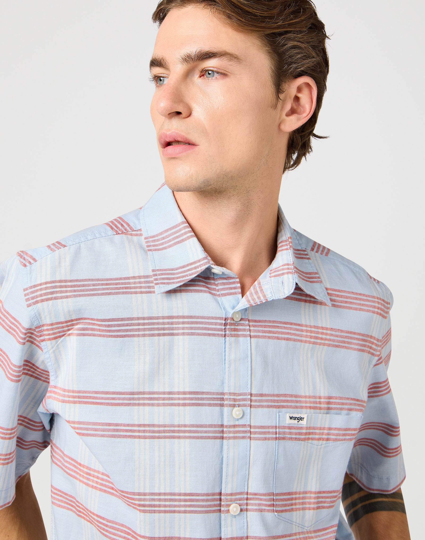 Ss 1 Pkt Shirt à Niagara Mist Chemises Wrangler