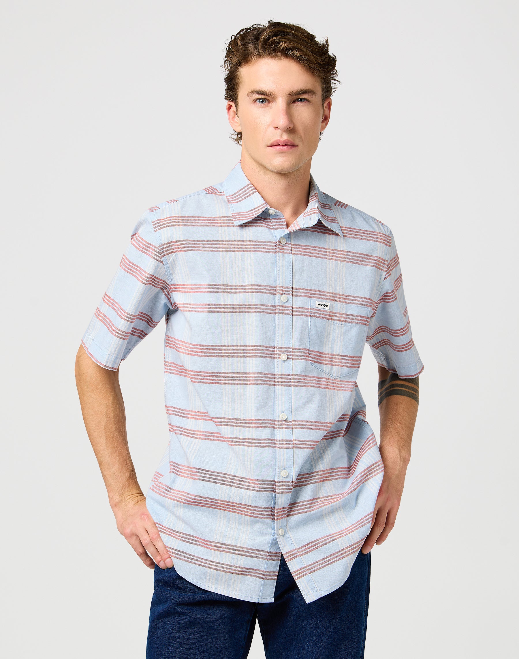 Ss 1 Pkt Shirt à Niagara Mist Chemises Wrangler