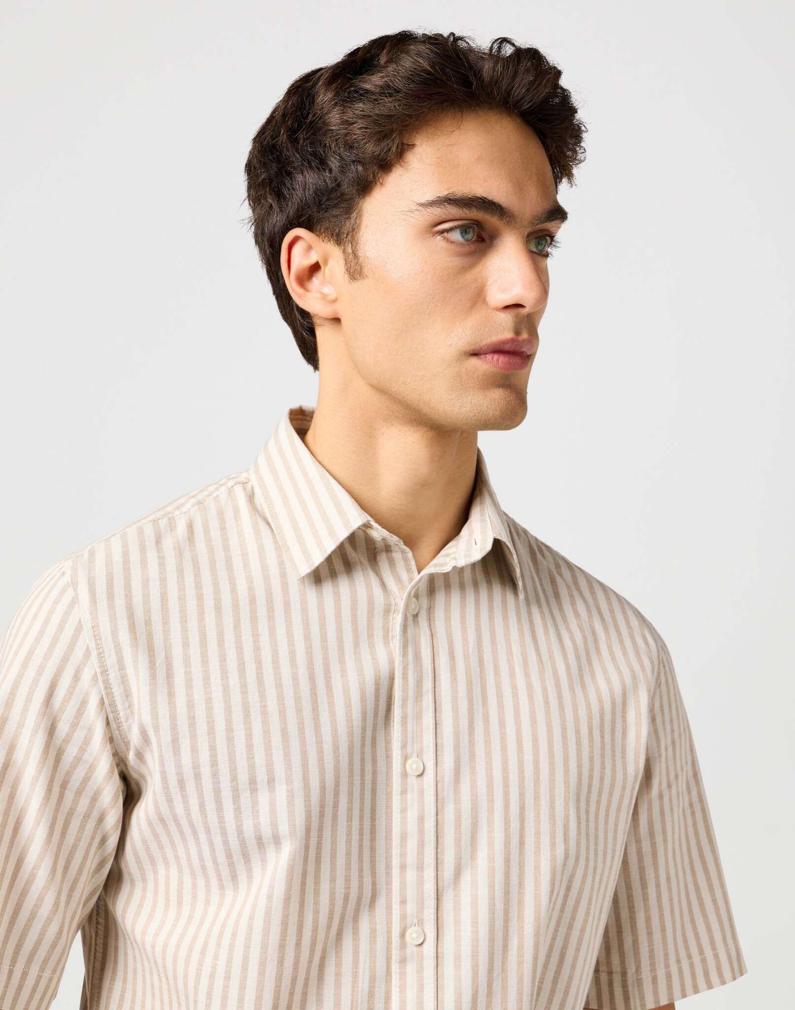 Ss Shirt in Tan Stripe Chemises Wrangler
