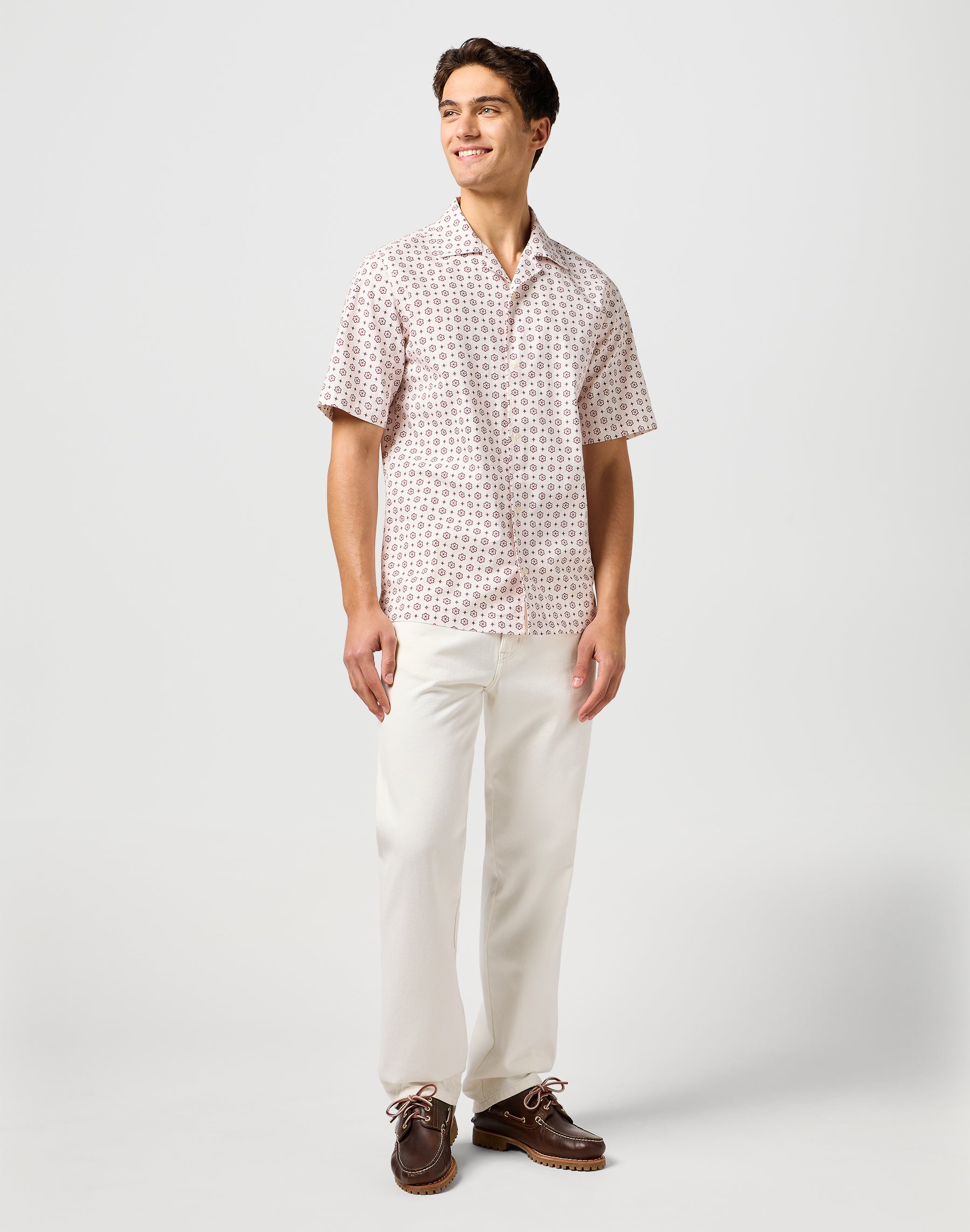 Ss Resort Shirt in White Geo Chemises Wrangler