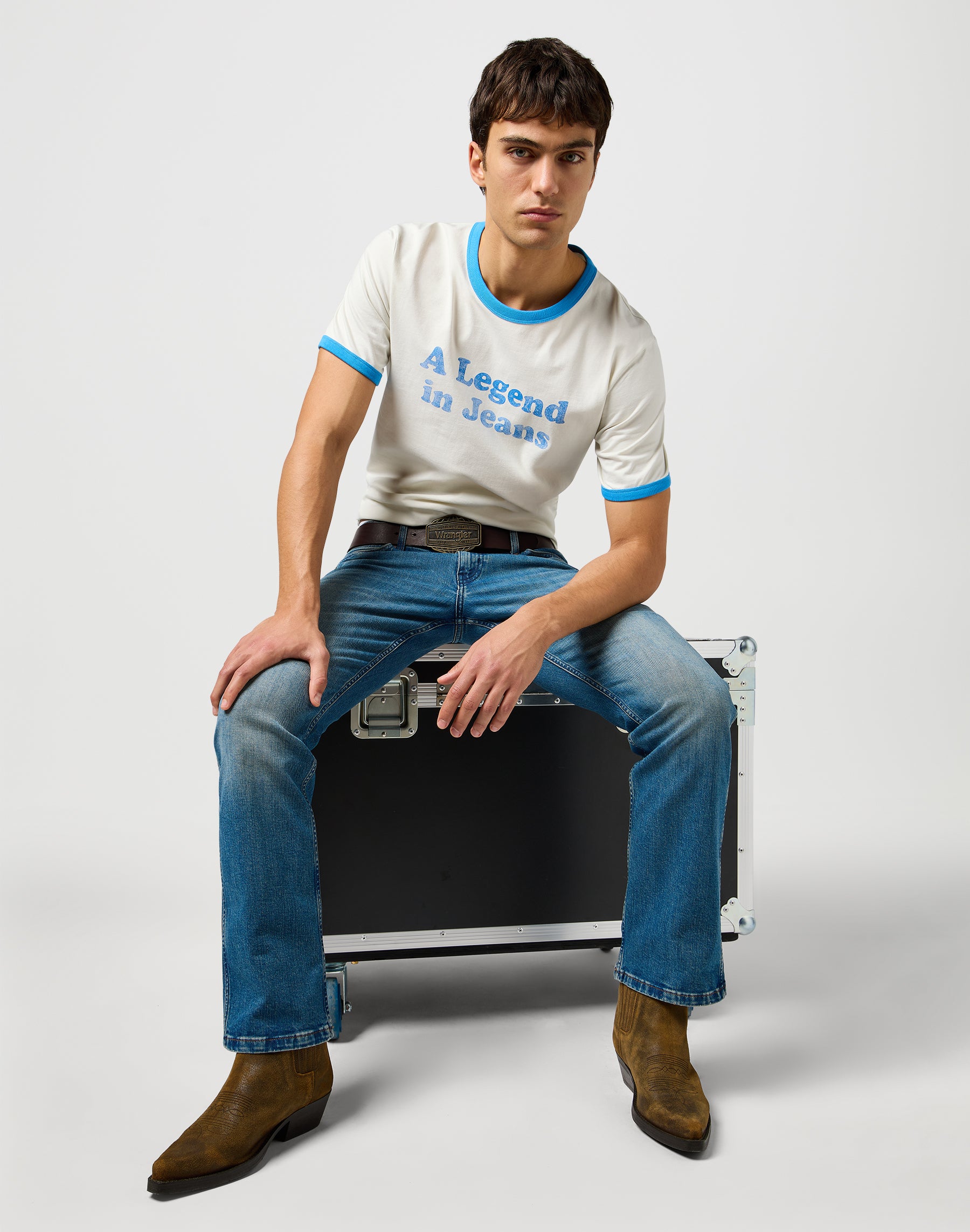 Tee Ringer en blanc vintage T-shirts Wrangler