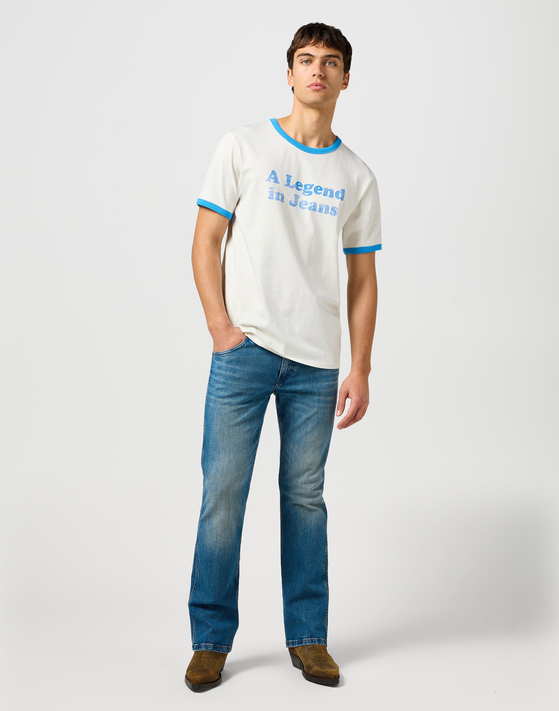 Tee Ringer en blanc vintage T-shirts Wrangler