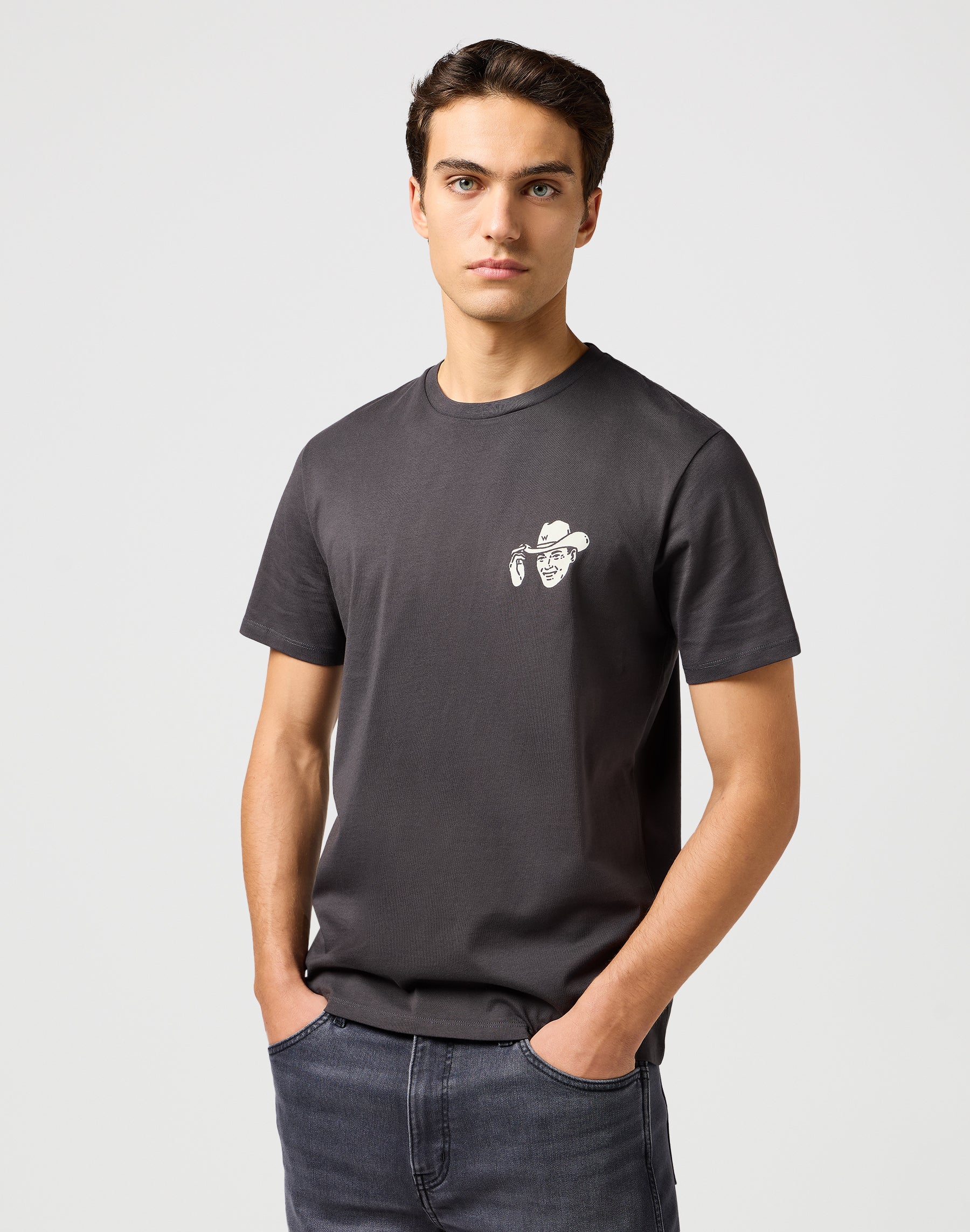 Small Graphic Tee in Faded Black T-shirts Wrangler