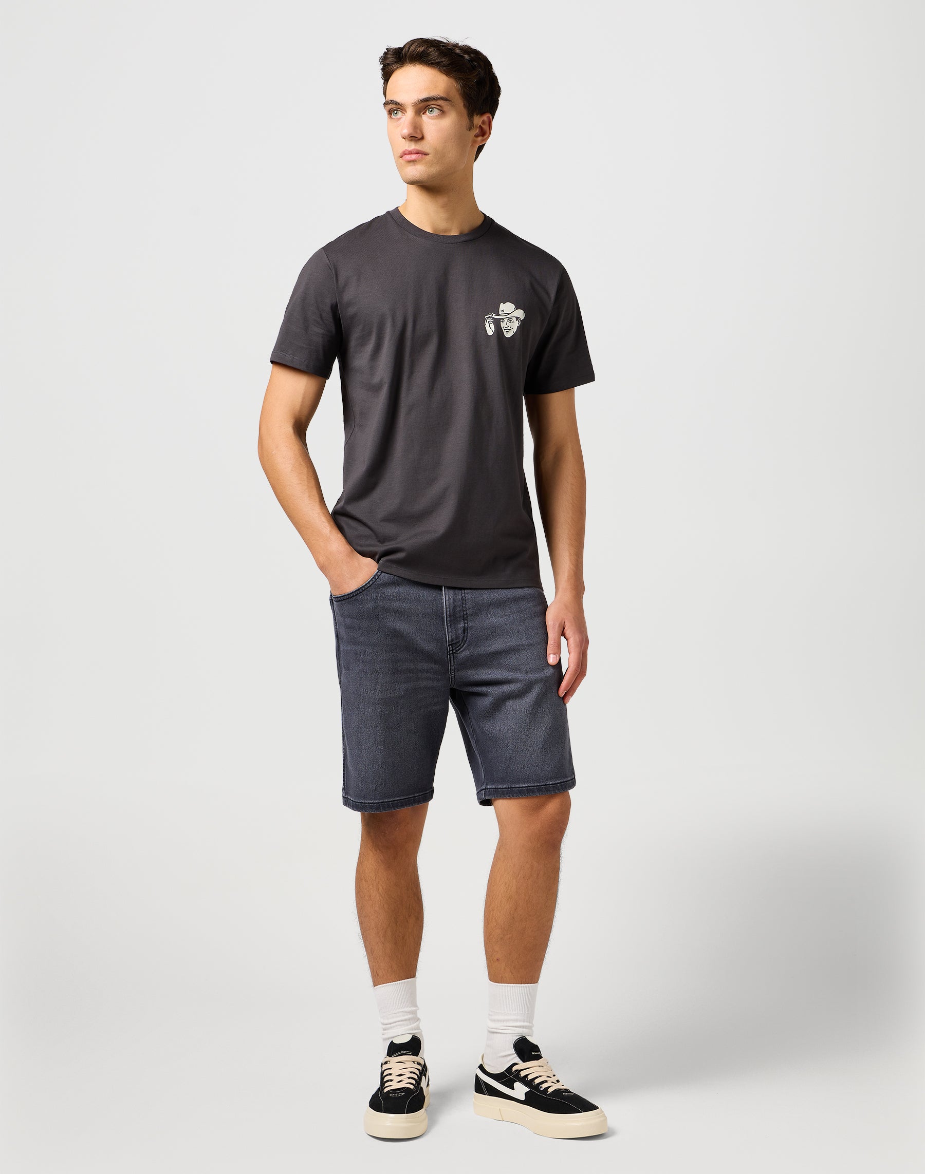 Small Graphic Tee in Faded Black T-shirts Wrangler