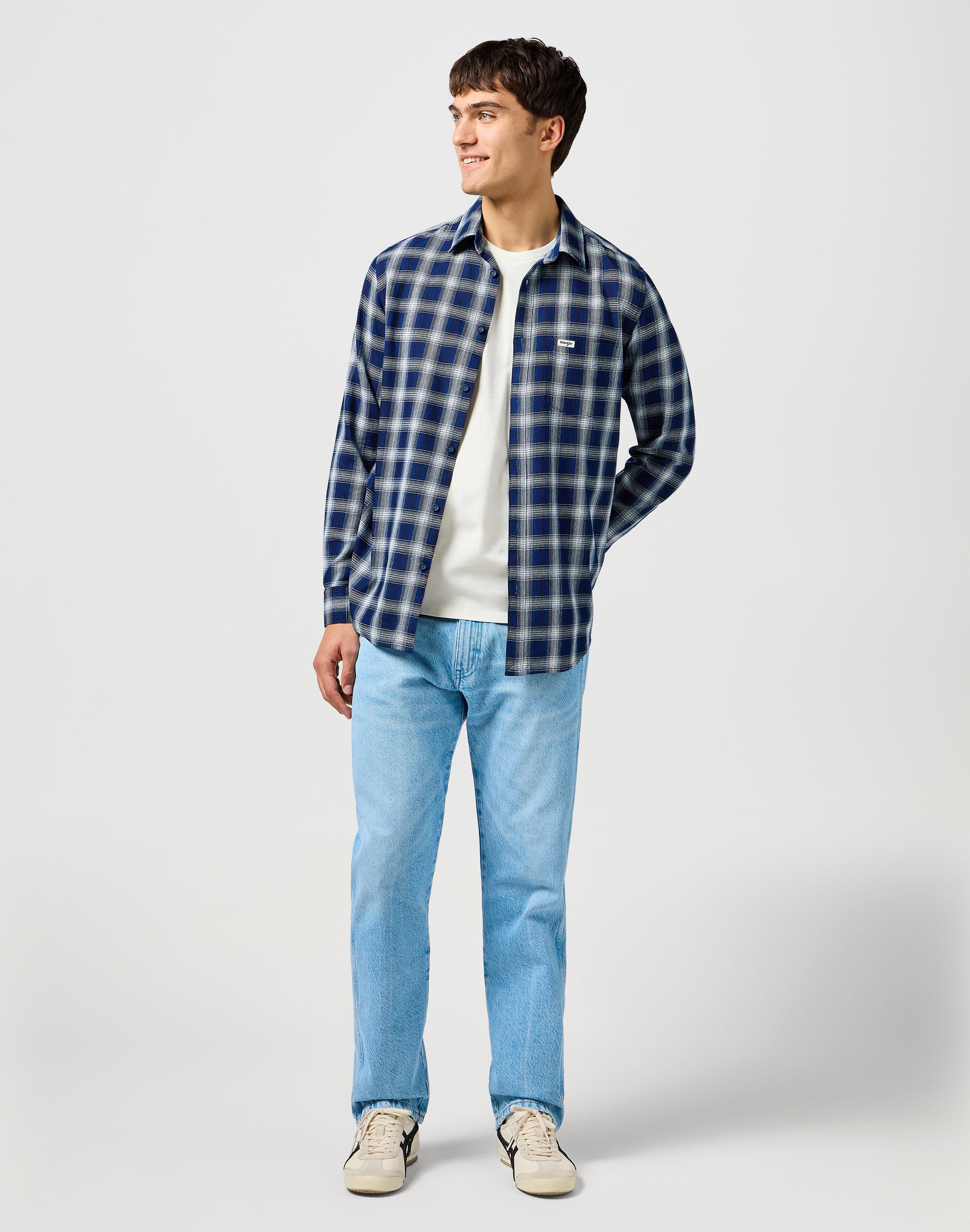 1 pt Chemise en Indigo Plaid Chemises Wrangler