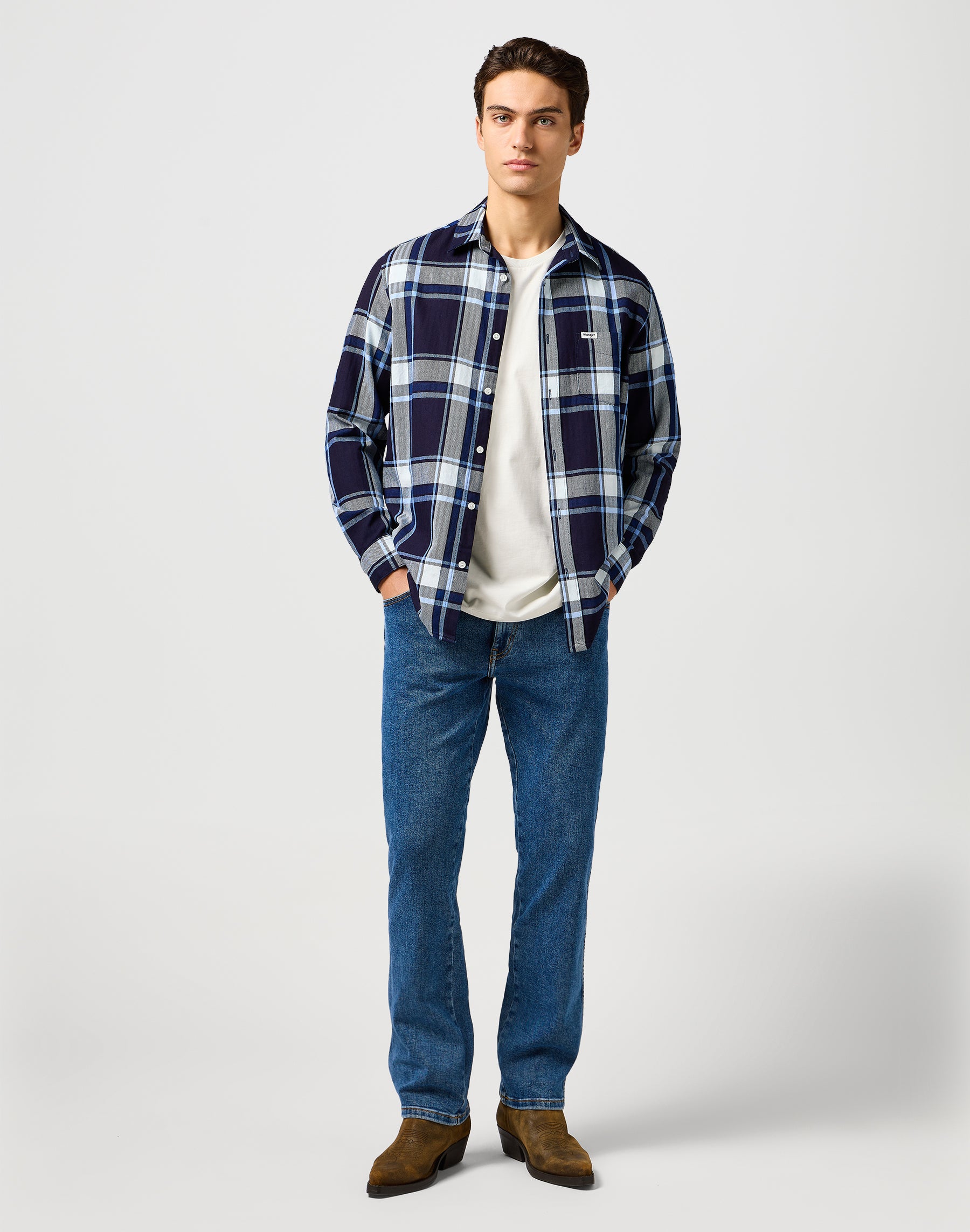 1 pt Shirt in Large Indigo Plaid Chemises Wrangler