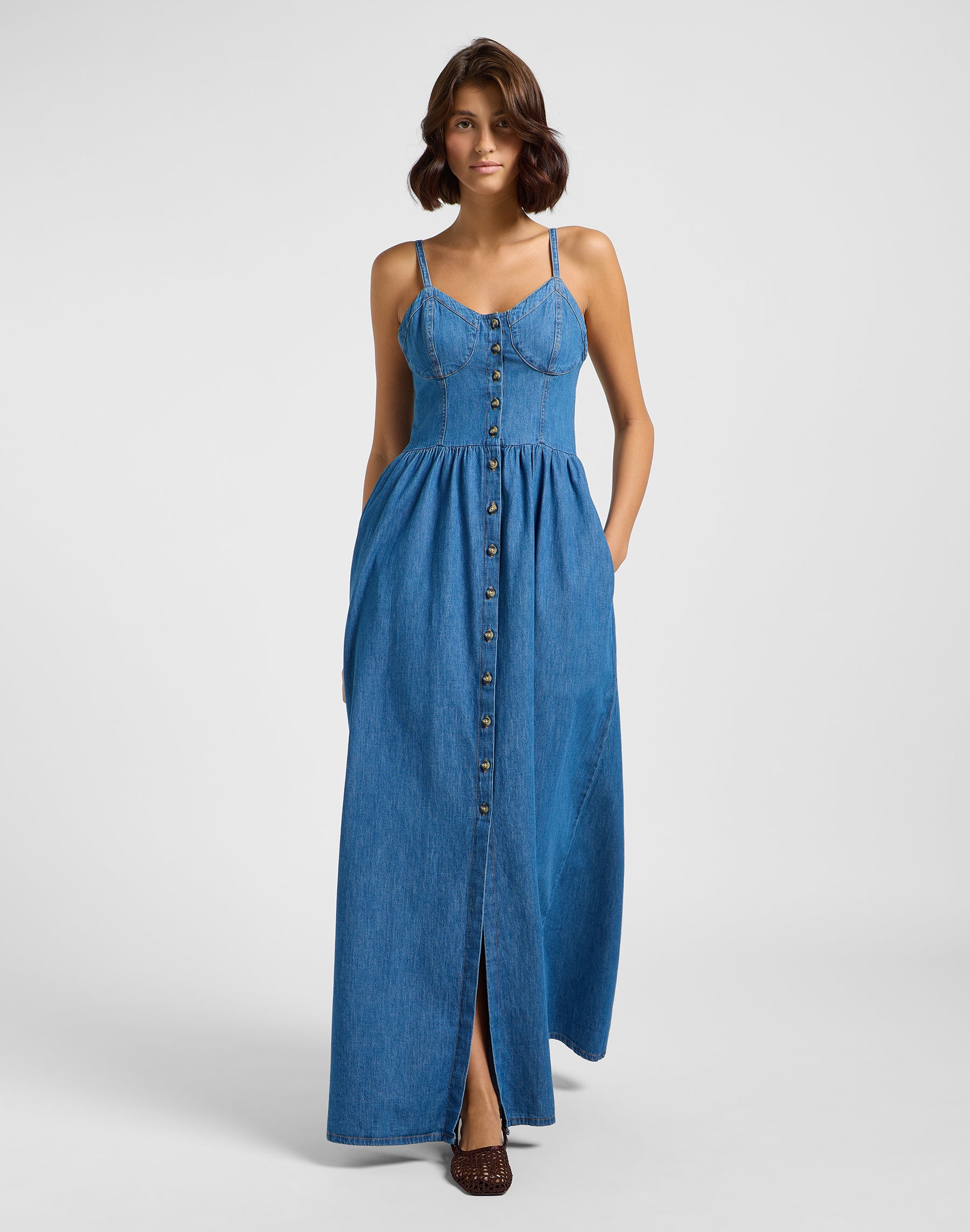 Corset Maxi Dress in Tag Yourself Robes Lee