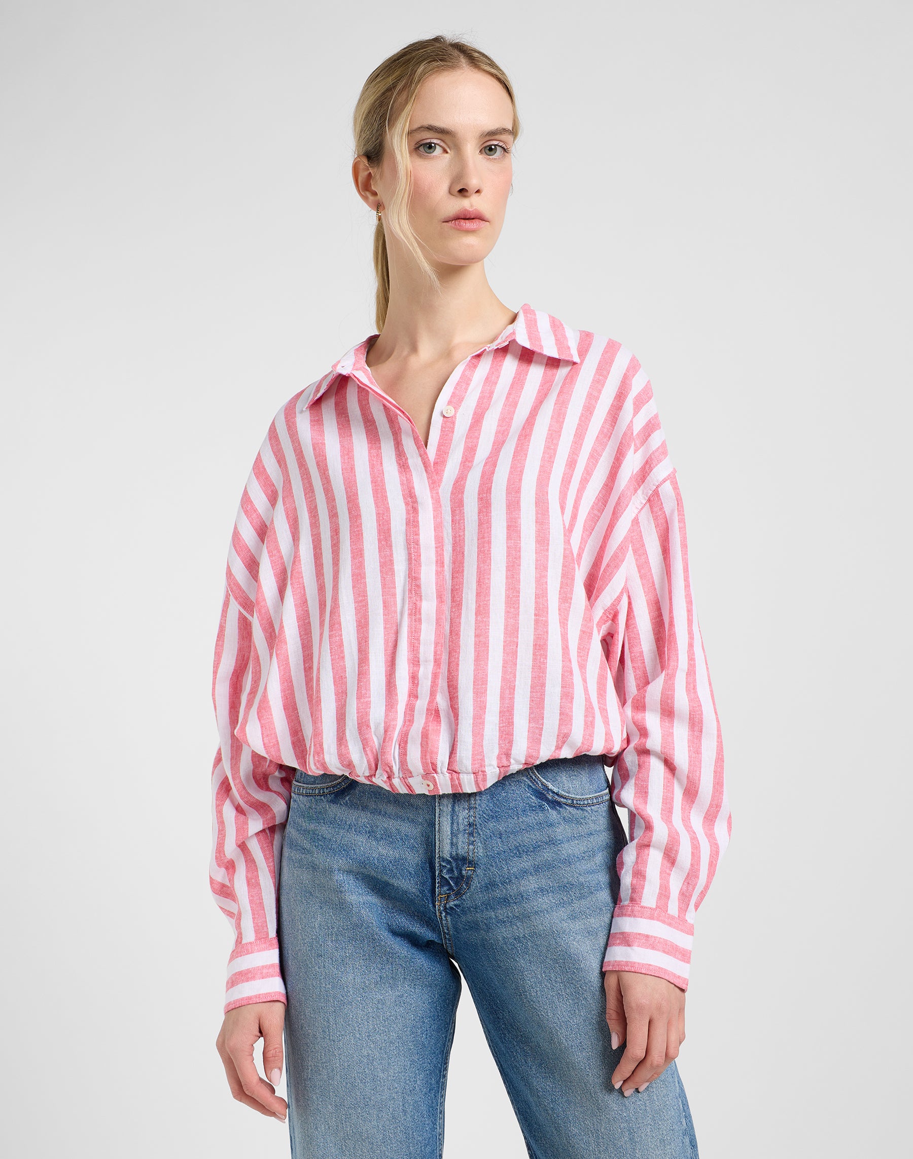 Elasticated Shirt in Lychee Awning Chemises Lee