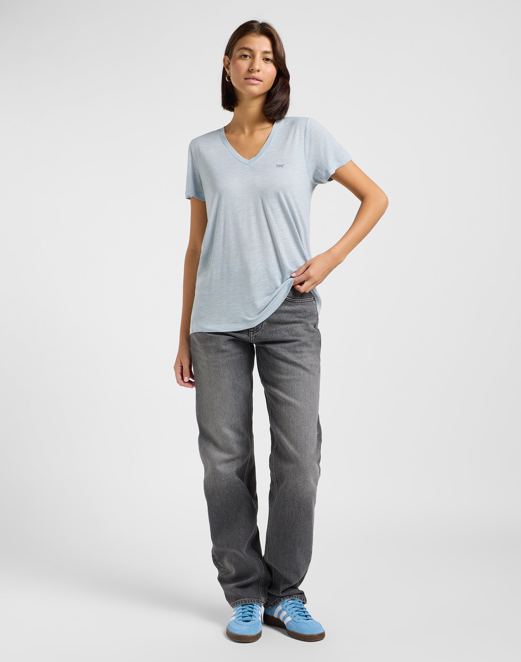 Tee shirt col en V gris béton T-shirts Lee