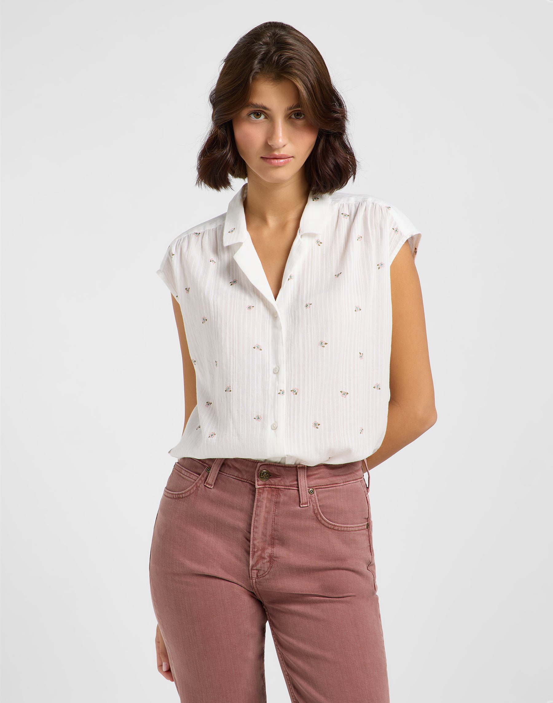 Cap Sleeve Shirt in Grove Floral Chemises Lee