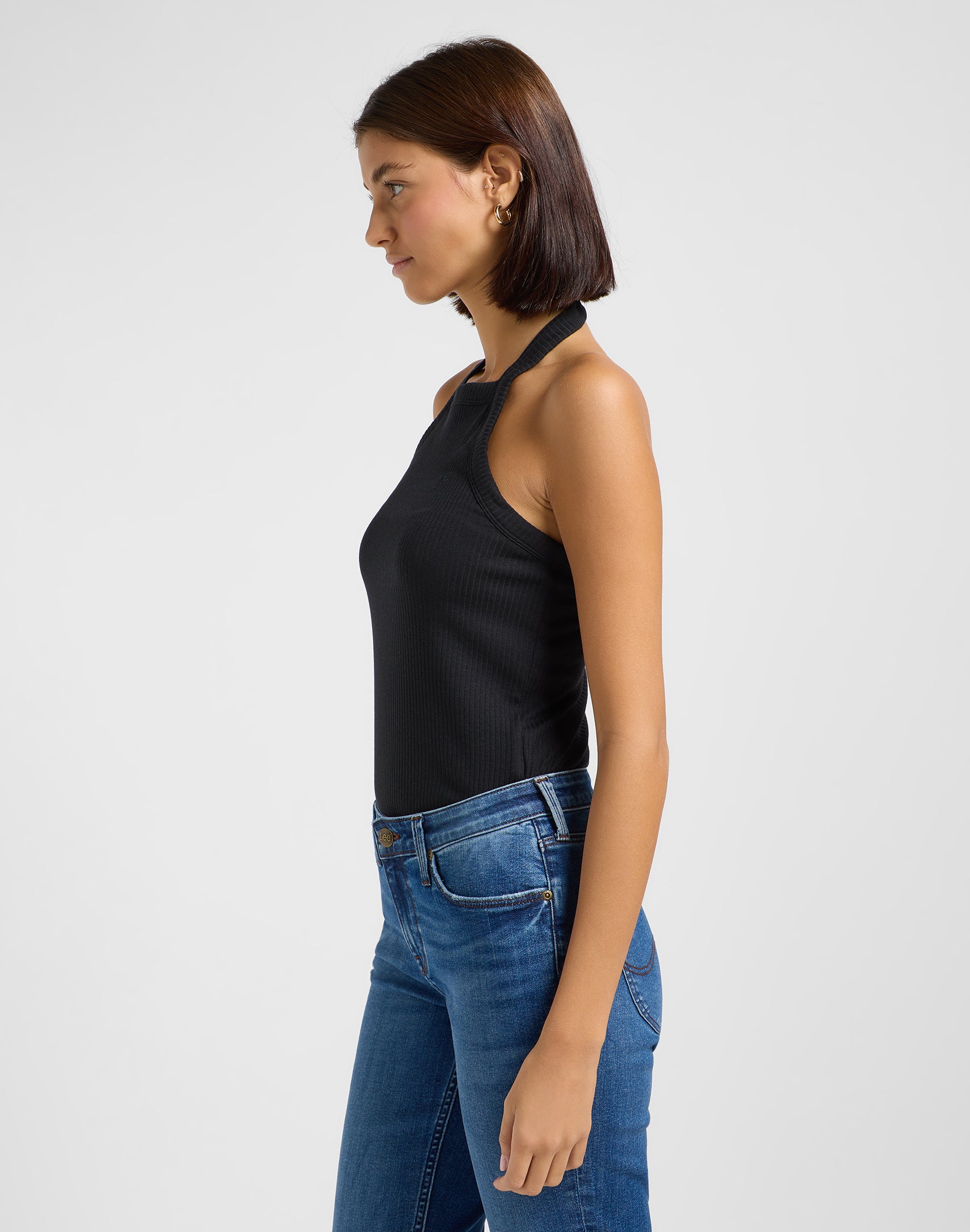 Open Back Halter Top in Unionall Black T-shirts Lee