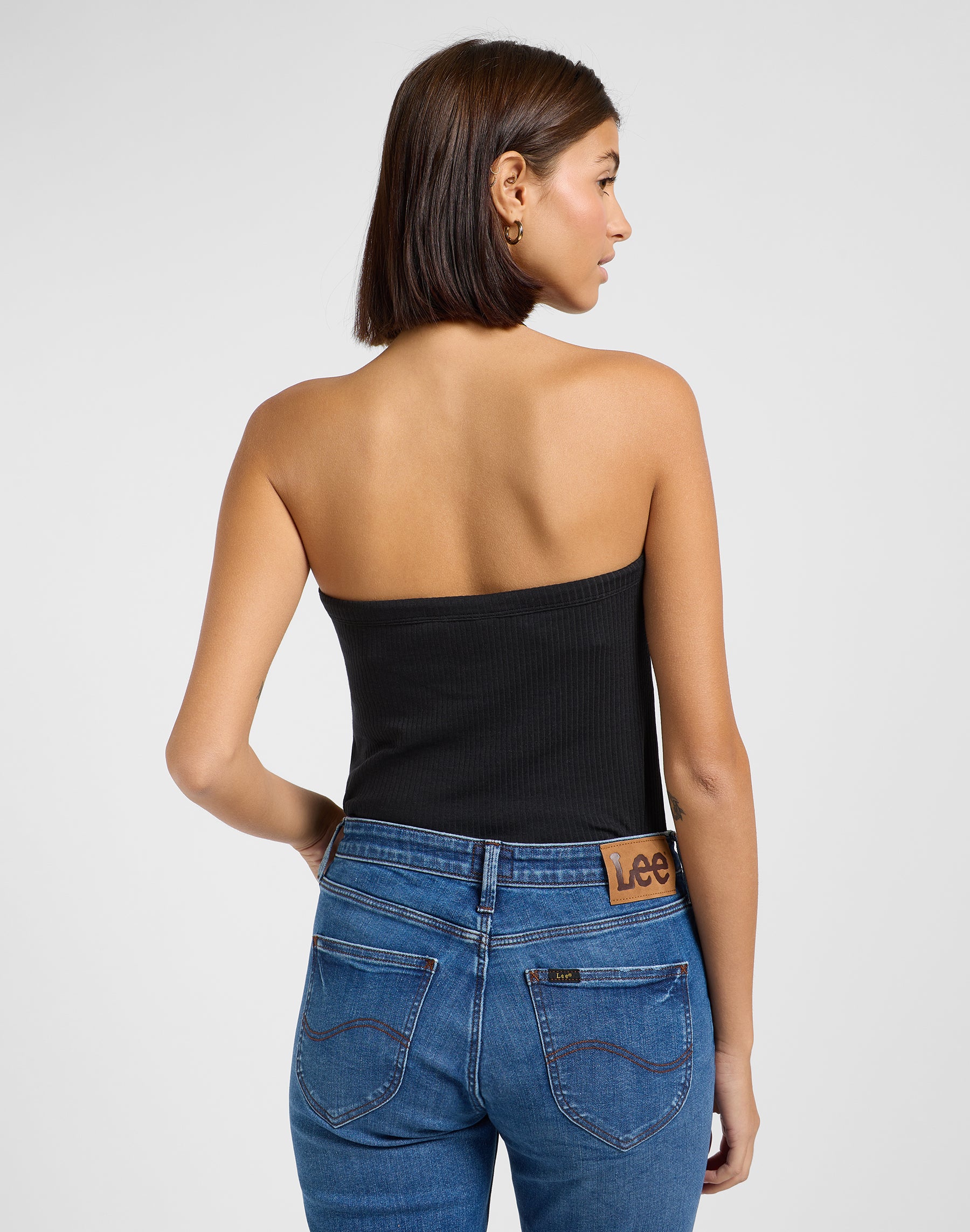 Open Back Halter Top in Unionall Black T-shirts Lee