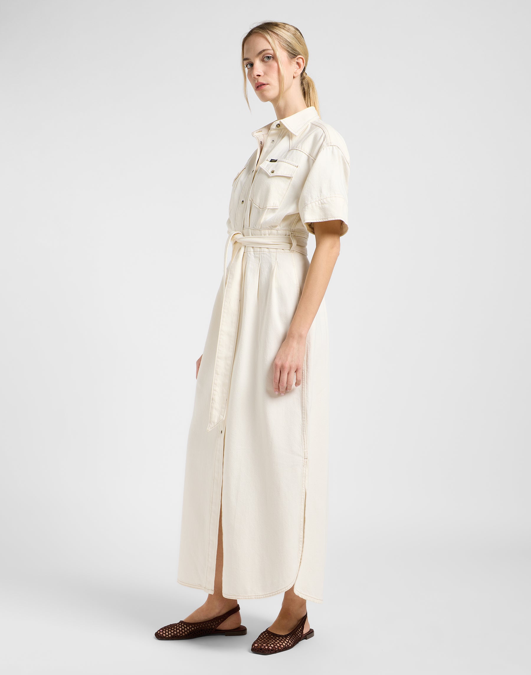 Ss Maxi Western Dress in Ecru Robes Lee