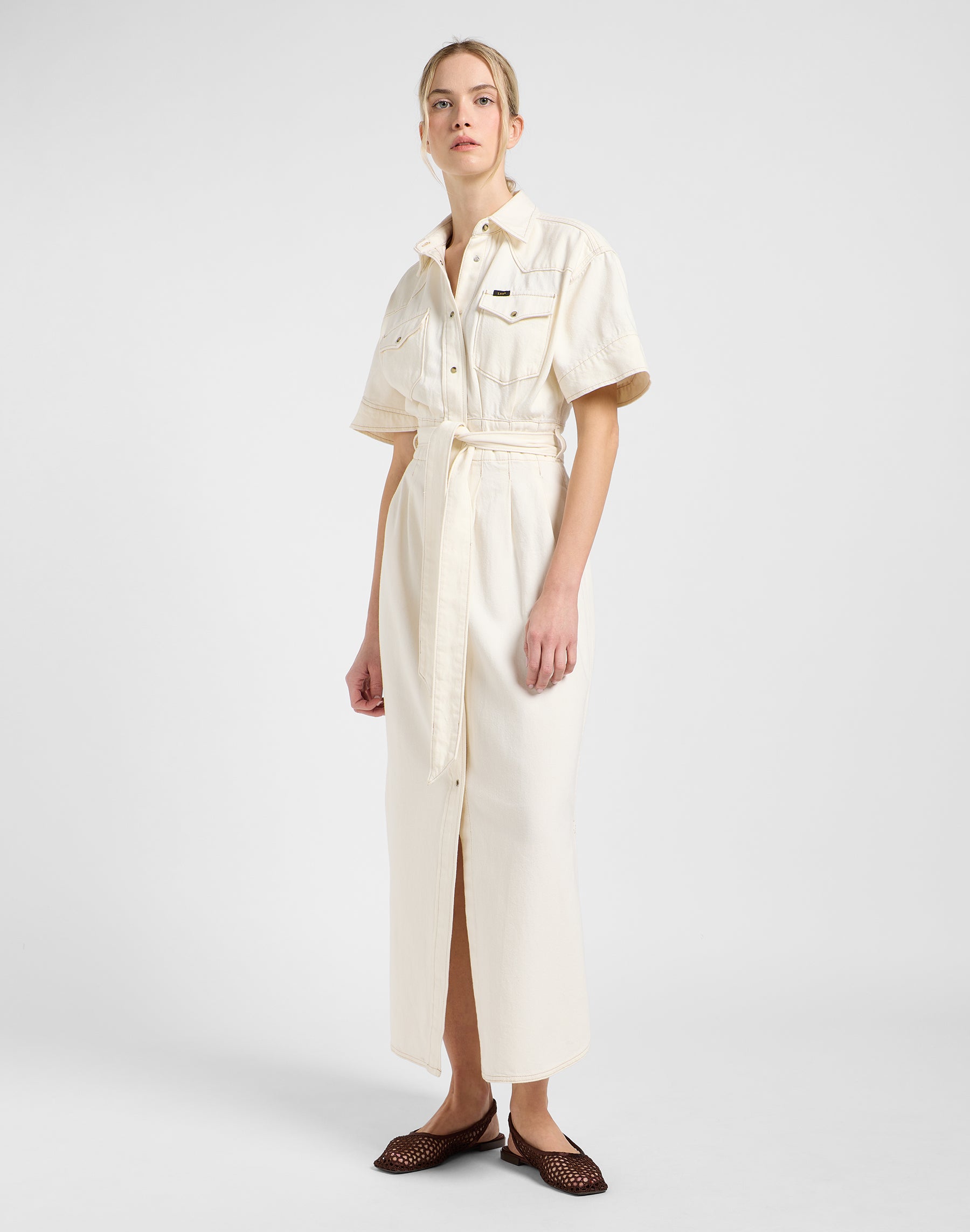 Ss Maxi Western Dress in Ecru Robes Lee