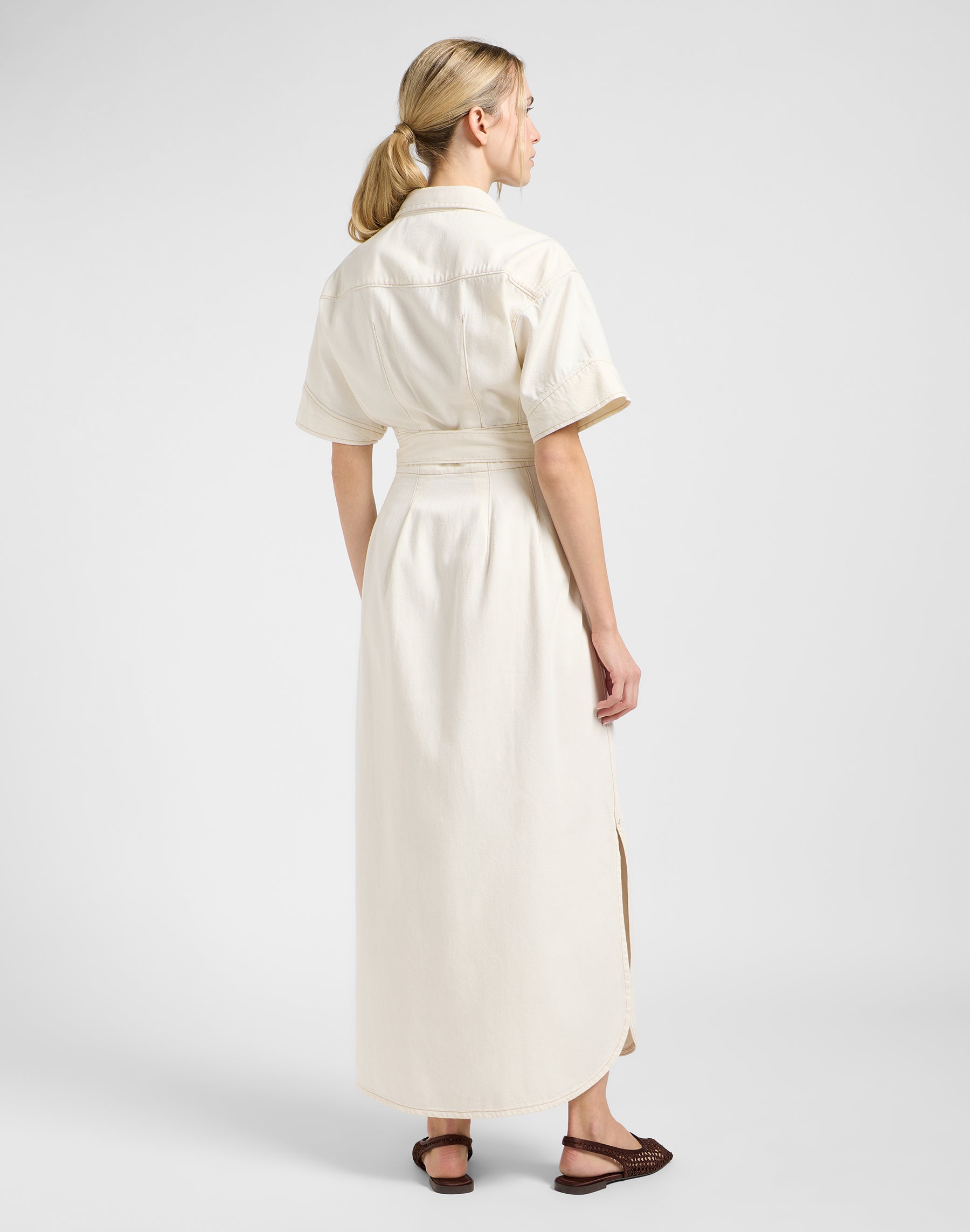 Ss Maxi Western Dress in Ecru Robes Lee