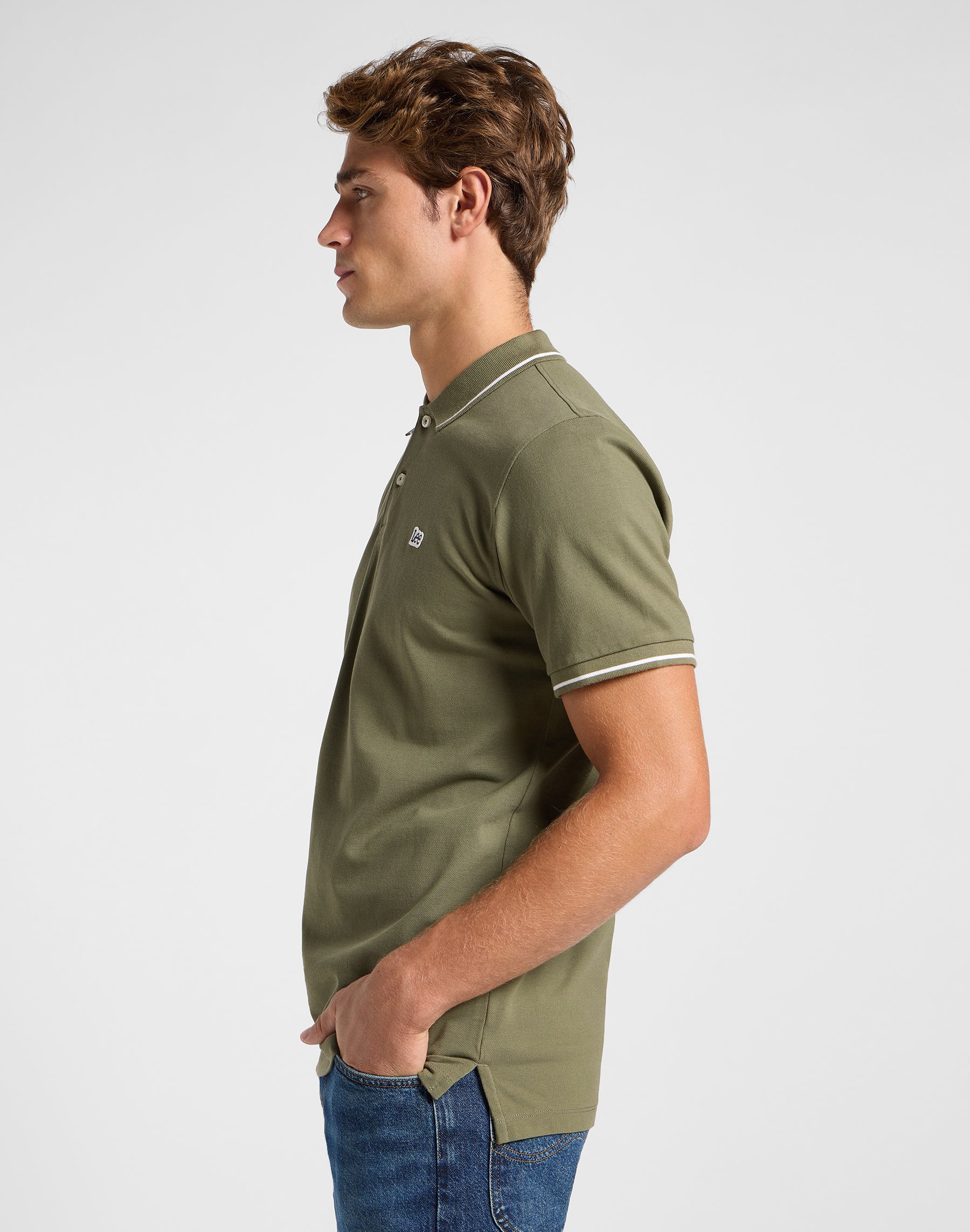 Polo piqué en vert mercantile T-shirts Lee