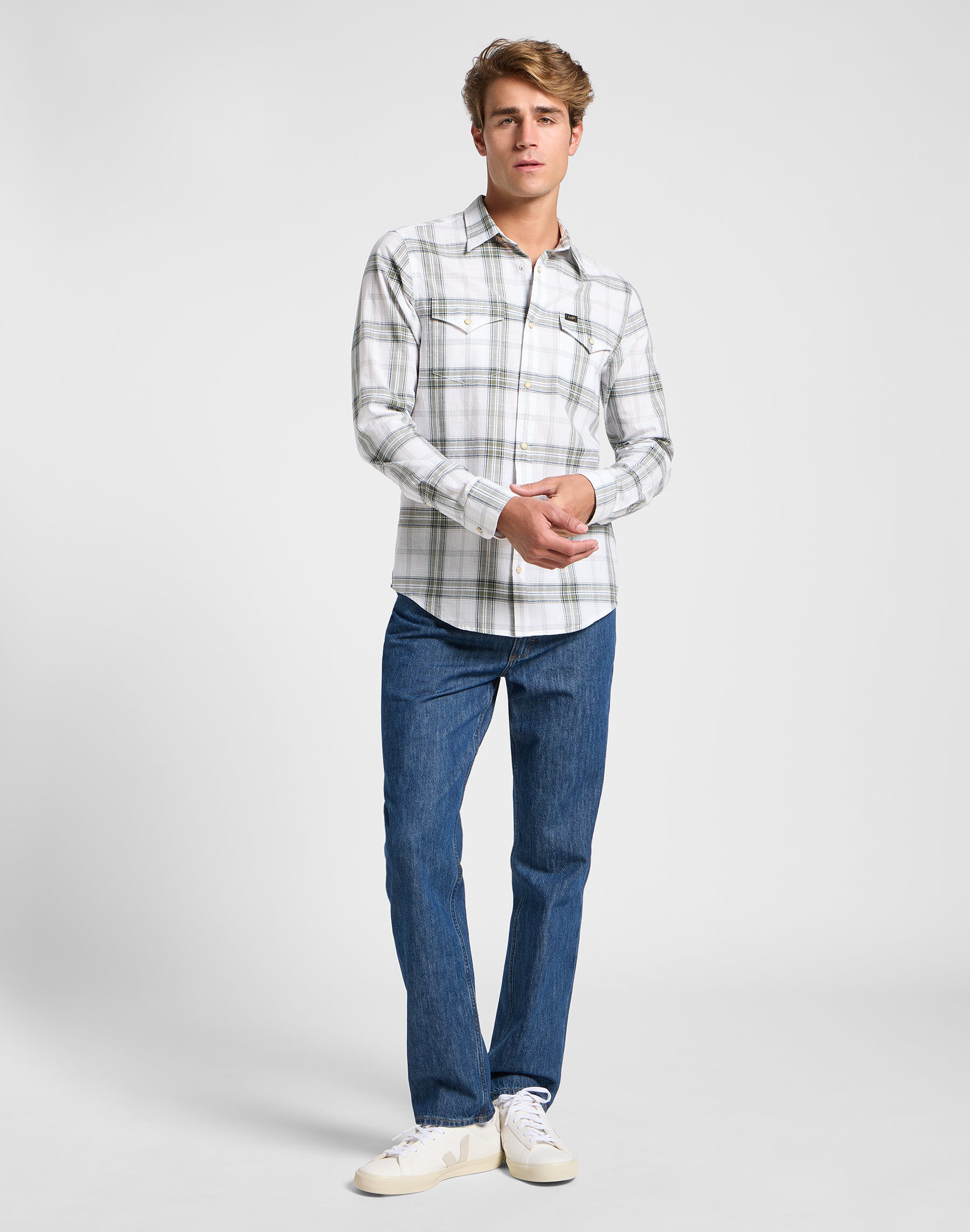 Clean Western Shirt in Mercantile Bright White Chemises Lee