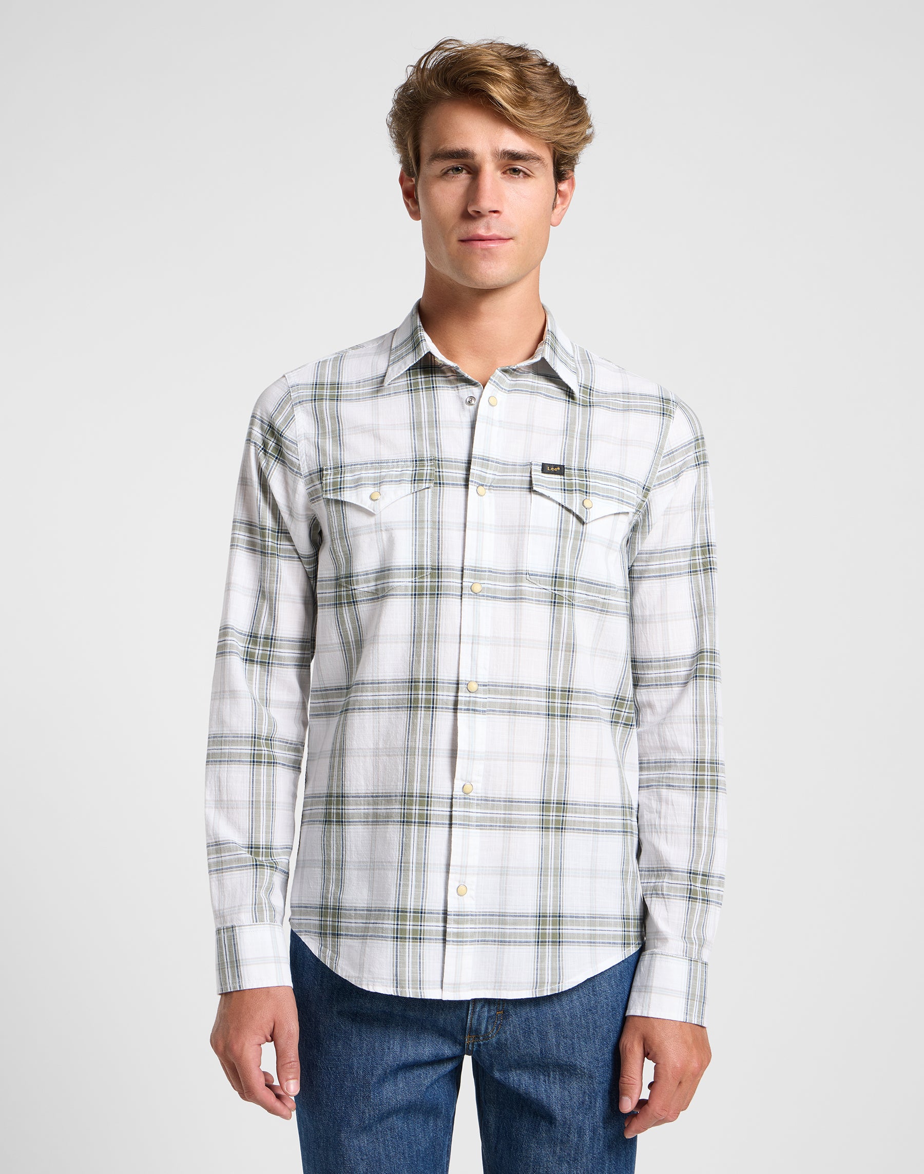 Clean Western Shirt in Mercantile Bright White Chemises Lee