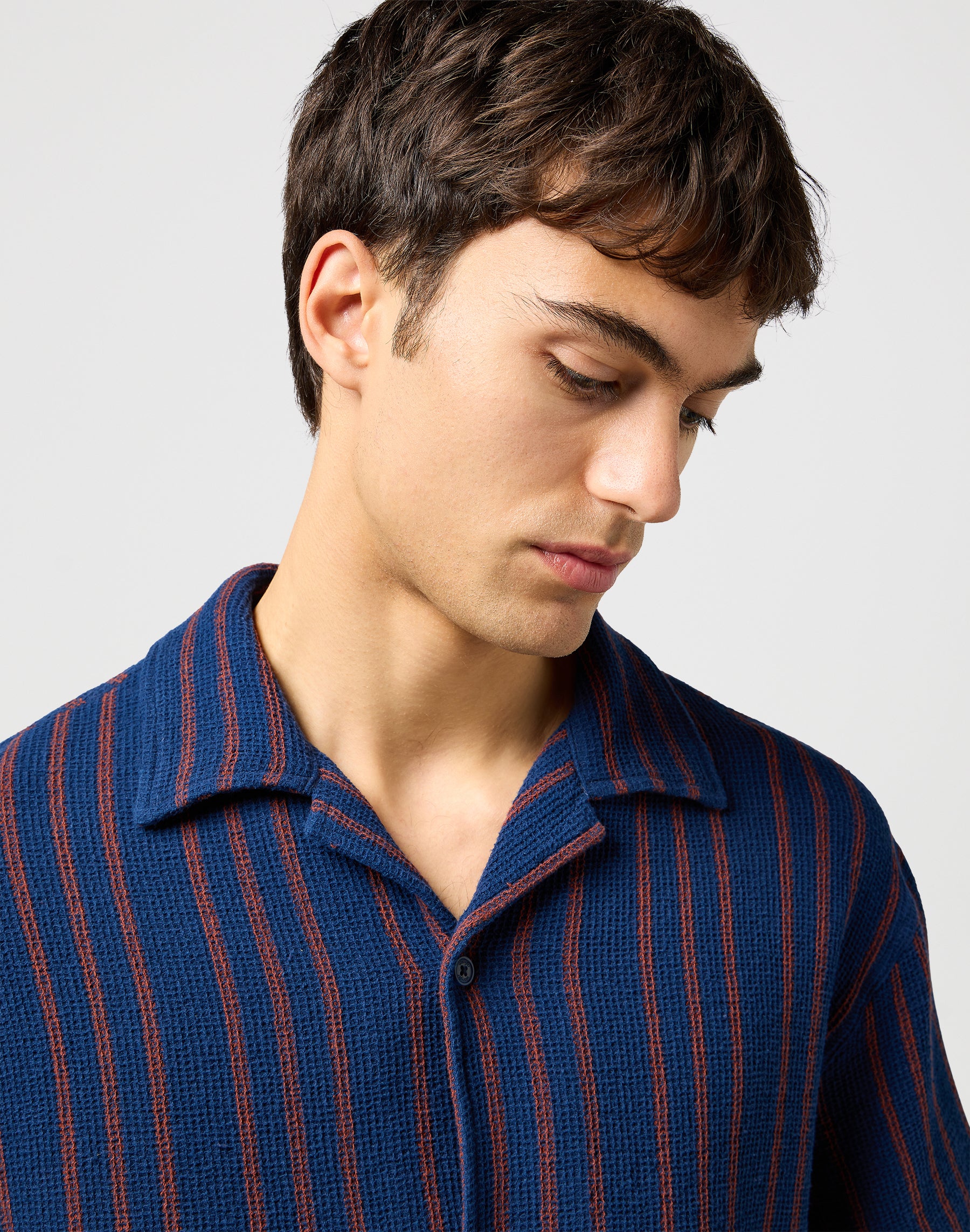 Ss Resort Shirt in Navy Stripe Chemises Wrangler