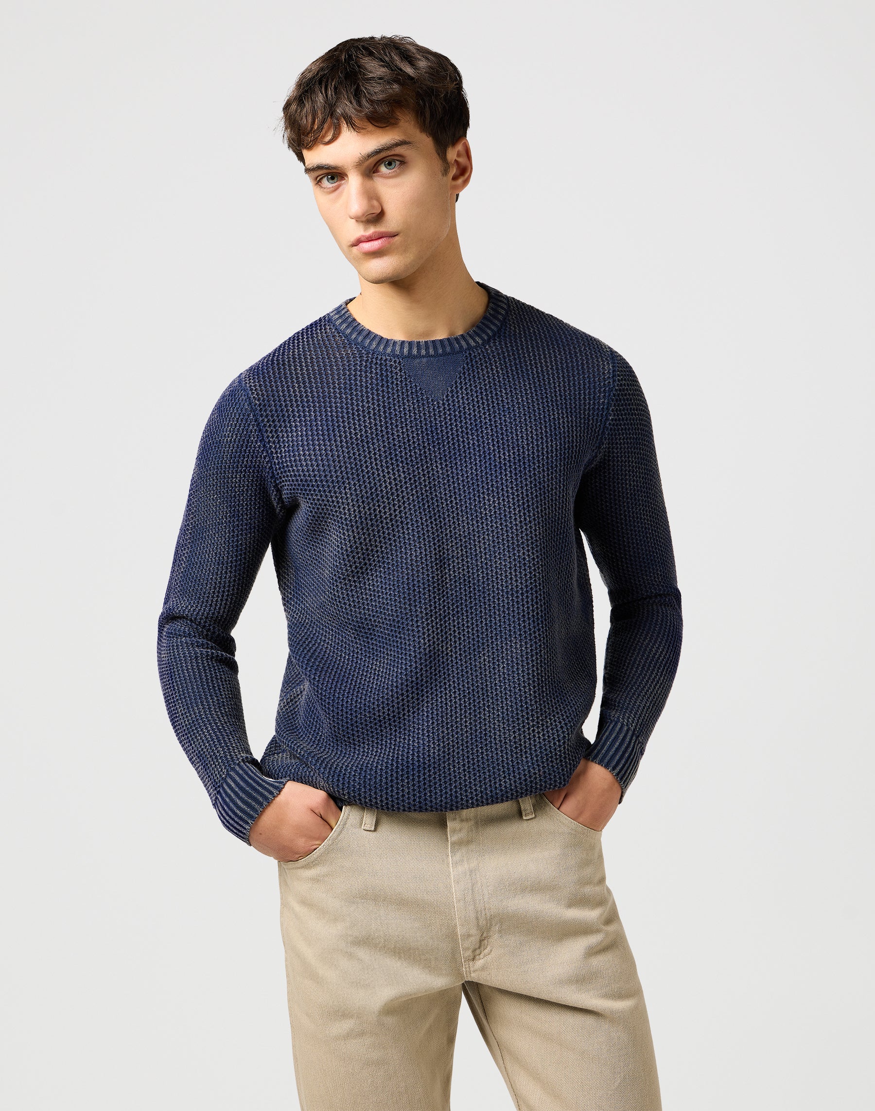 Sweat ras du cou bleu marine Pull Wrangler