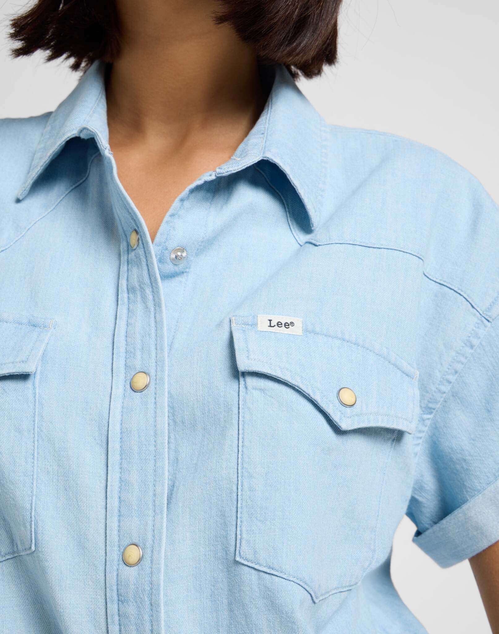 Crop Tied Western Shirt in Light Mood Chemises Lee