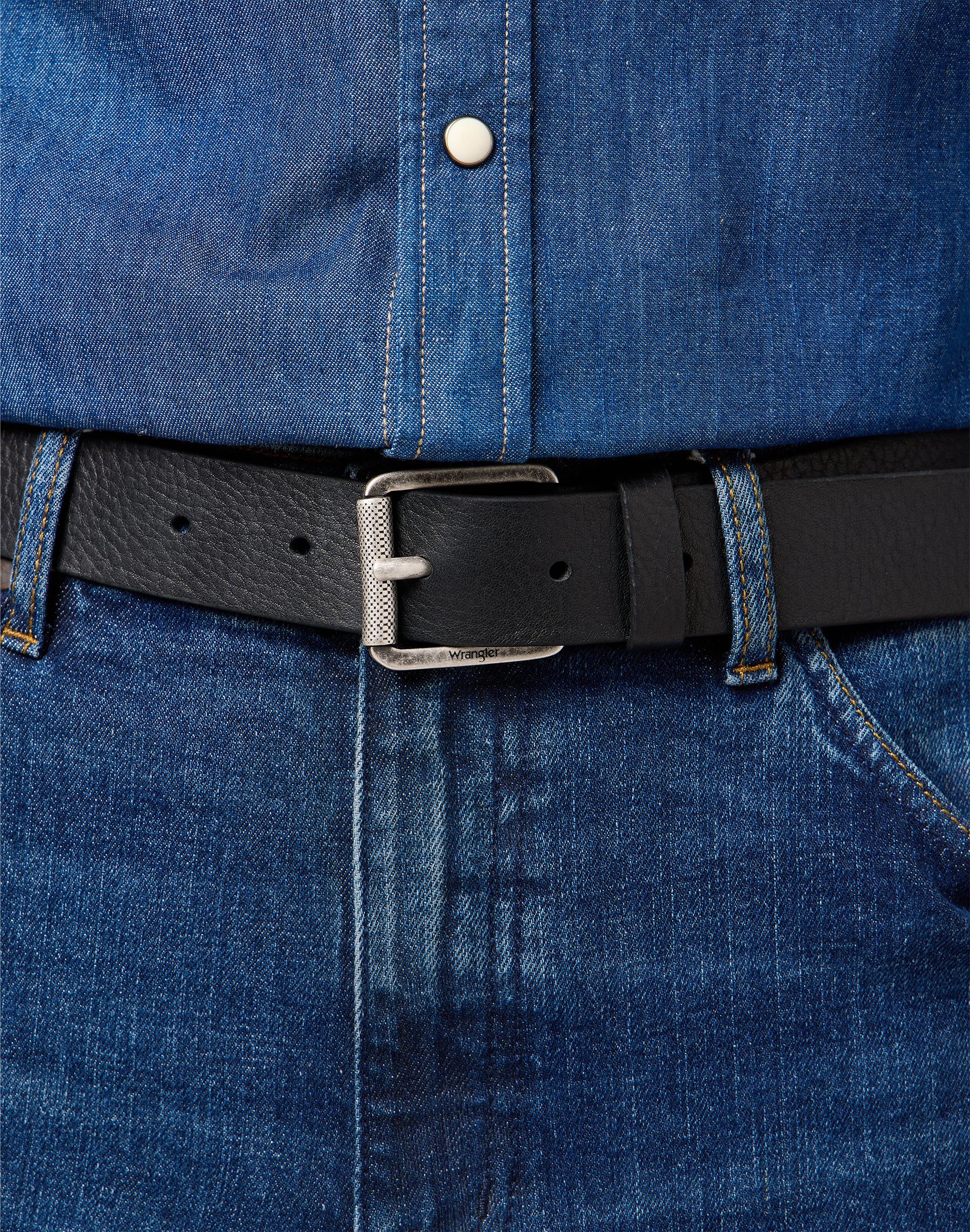 Roller Buckle Belt in Black Ceinture Wrangler