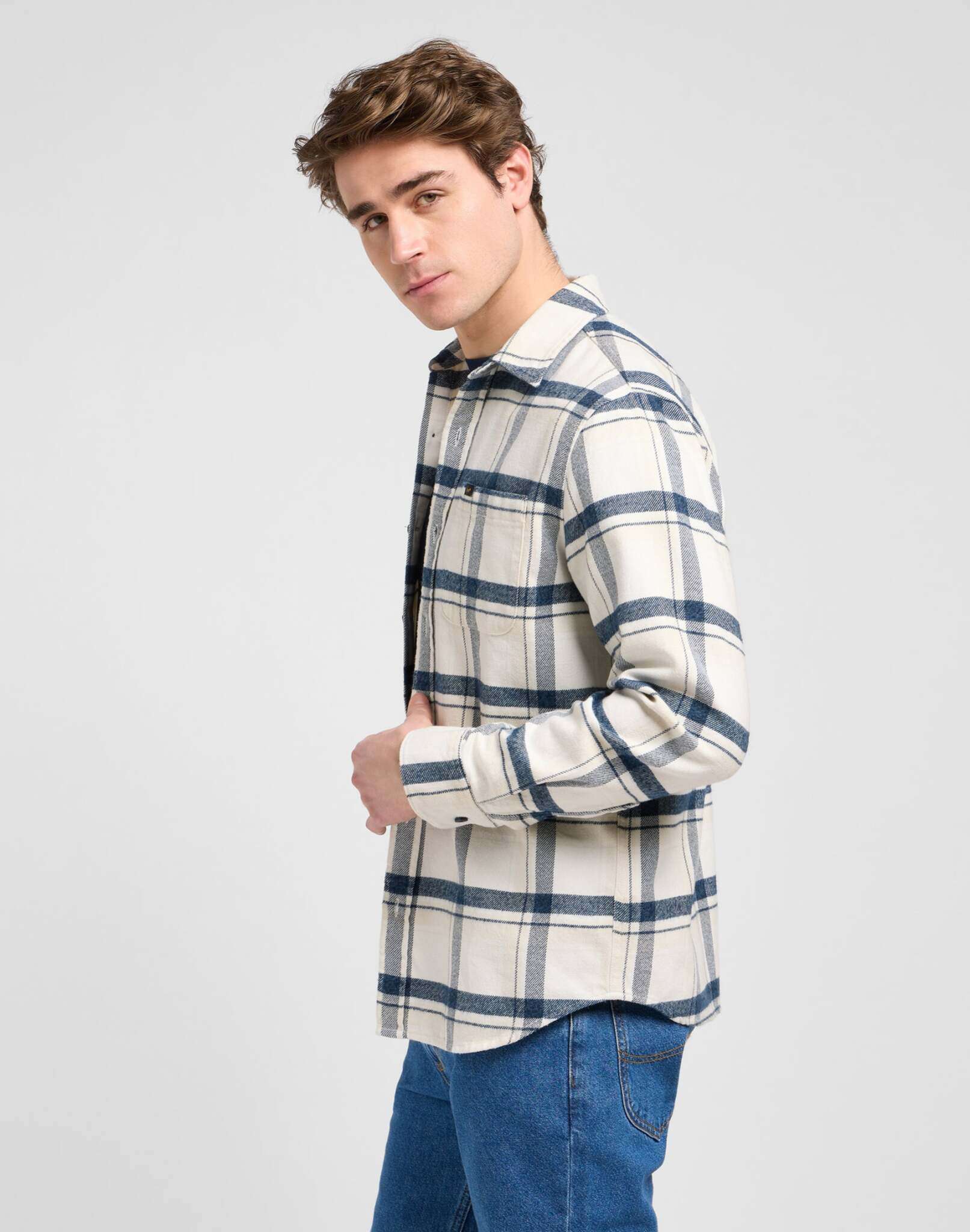 Chemise Mercantile en écru vintage Jaspe Plaid Chemises Lee