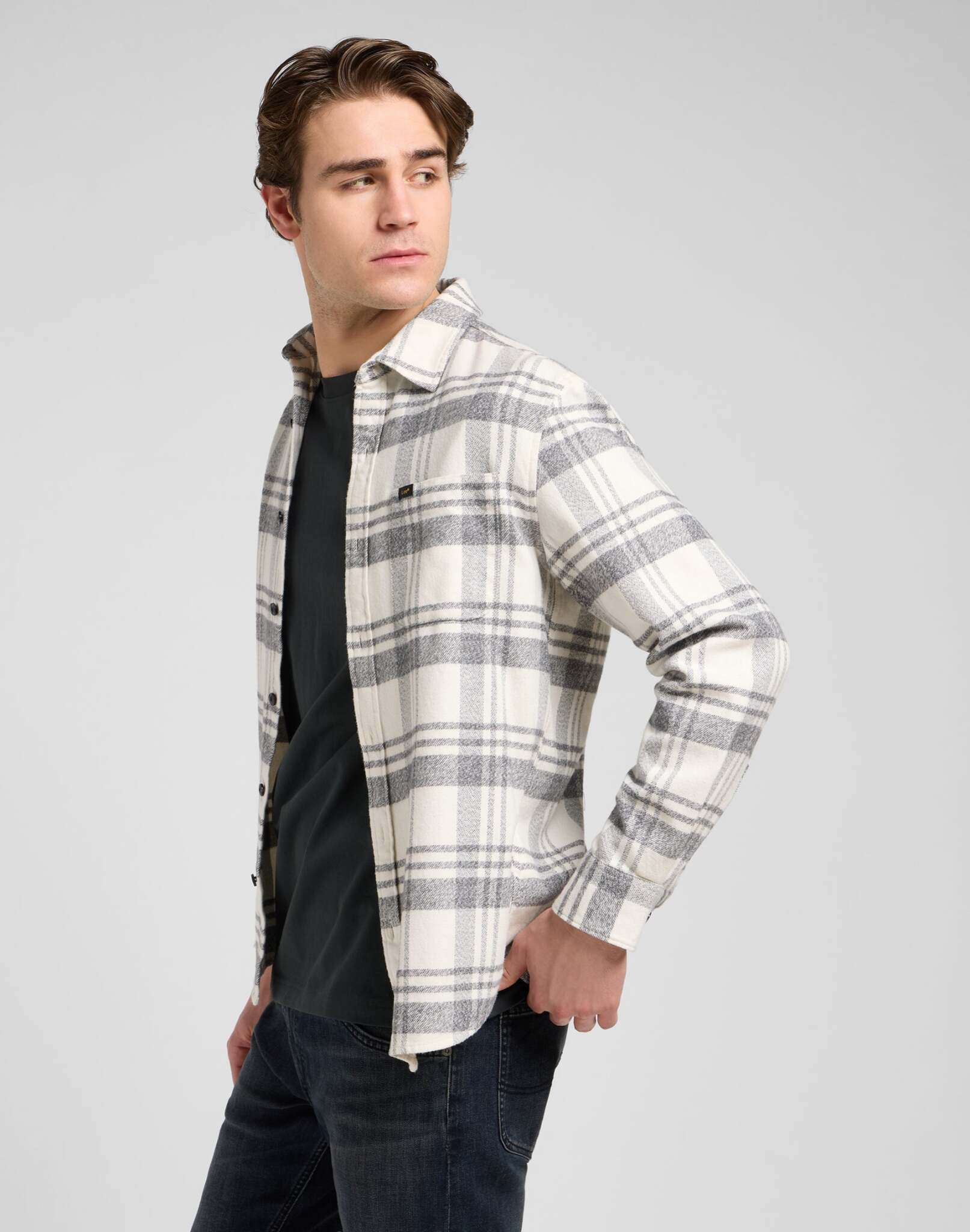 Chemise Mercantile in Painter Gray Jaspe Plaid Chemises Lee