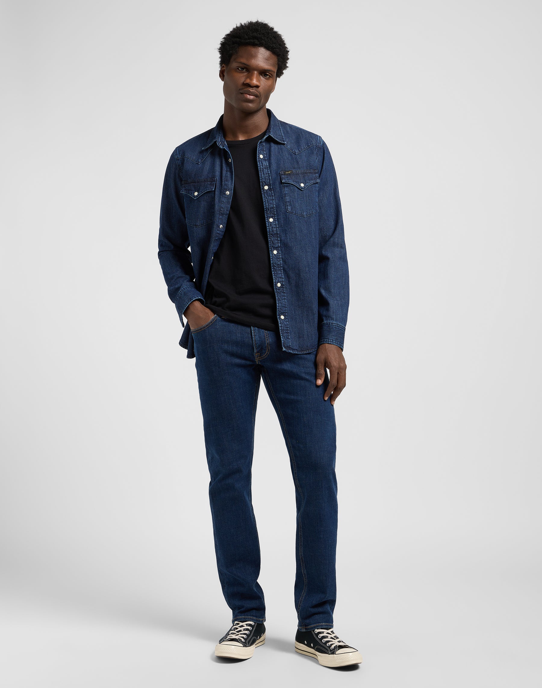 Daren Zip Fly in Dark Ocean Jeans Lee