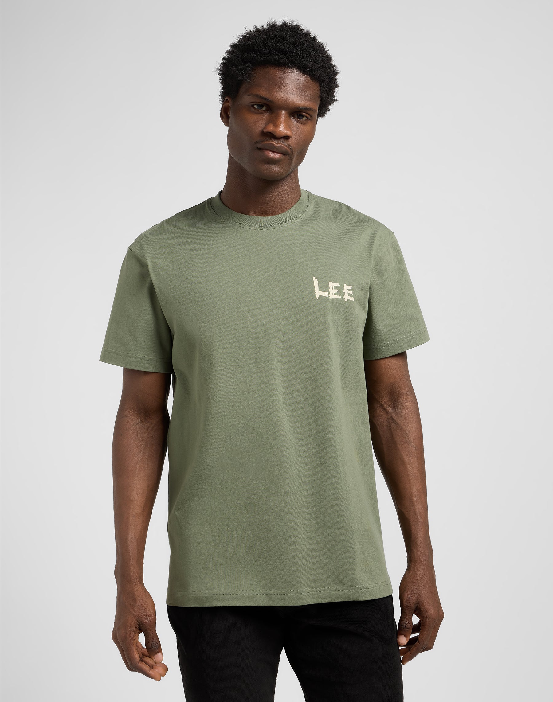 Elevated Ess Logo Tee in Olive Stone T-shirts Lee