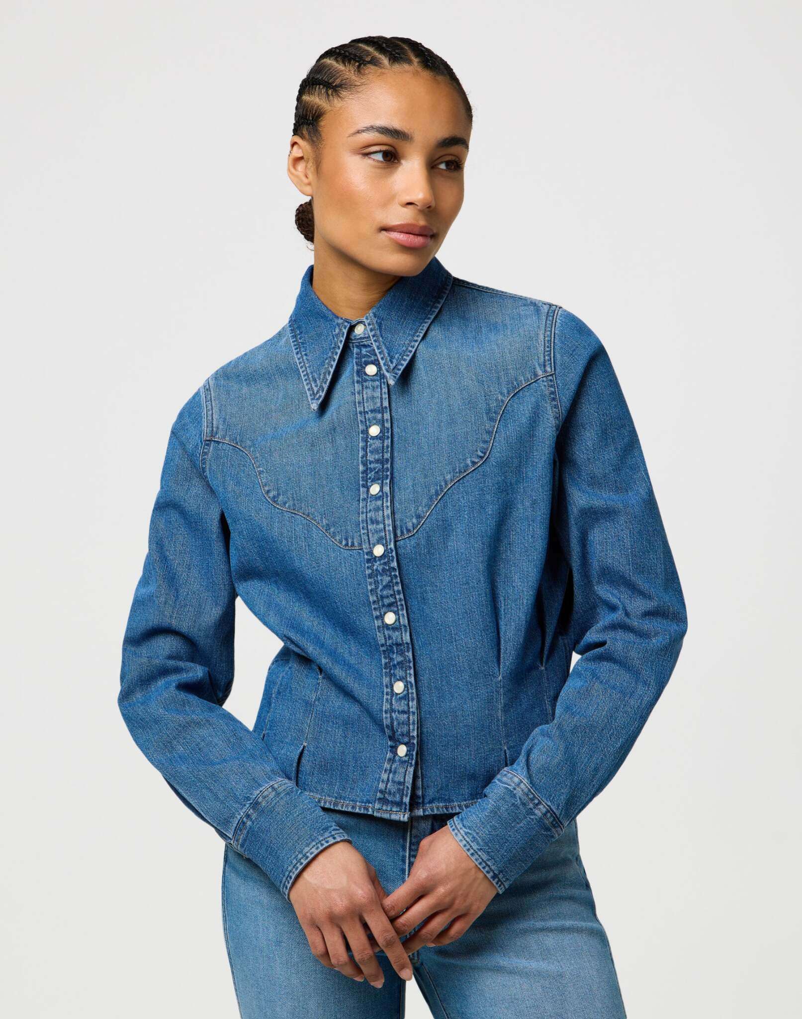 Femme Peplum Shirt in Light Hand Chemises Wrangler