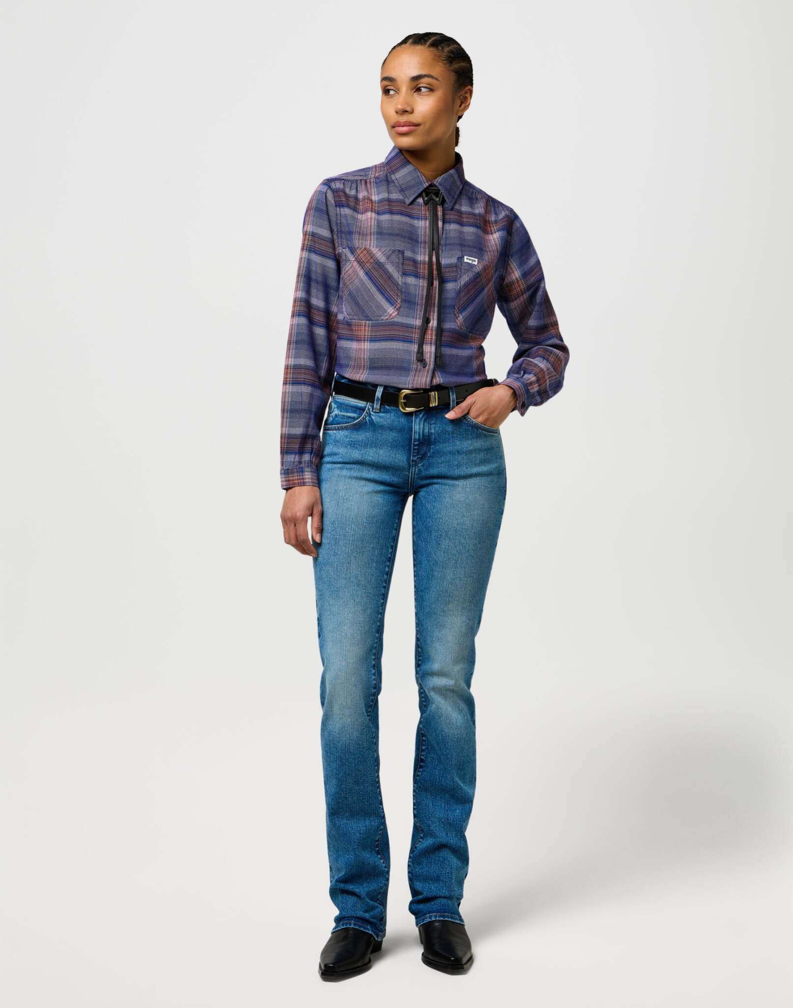 Femme Western Shirt in Earth Red Chemises Wrangler