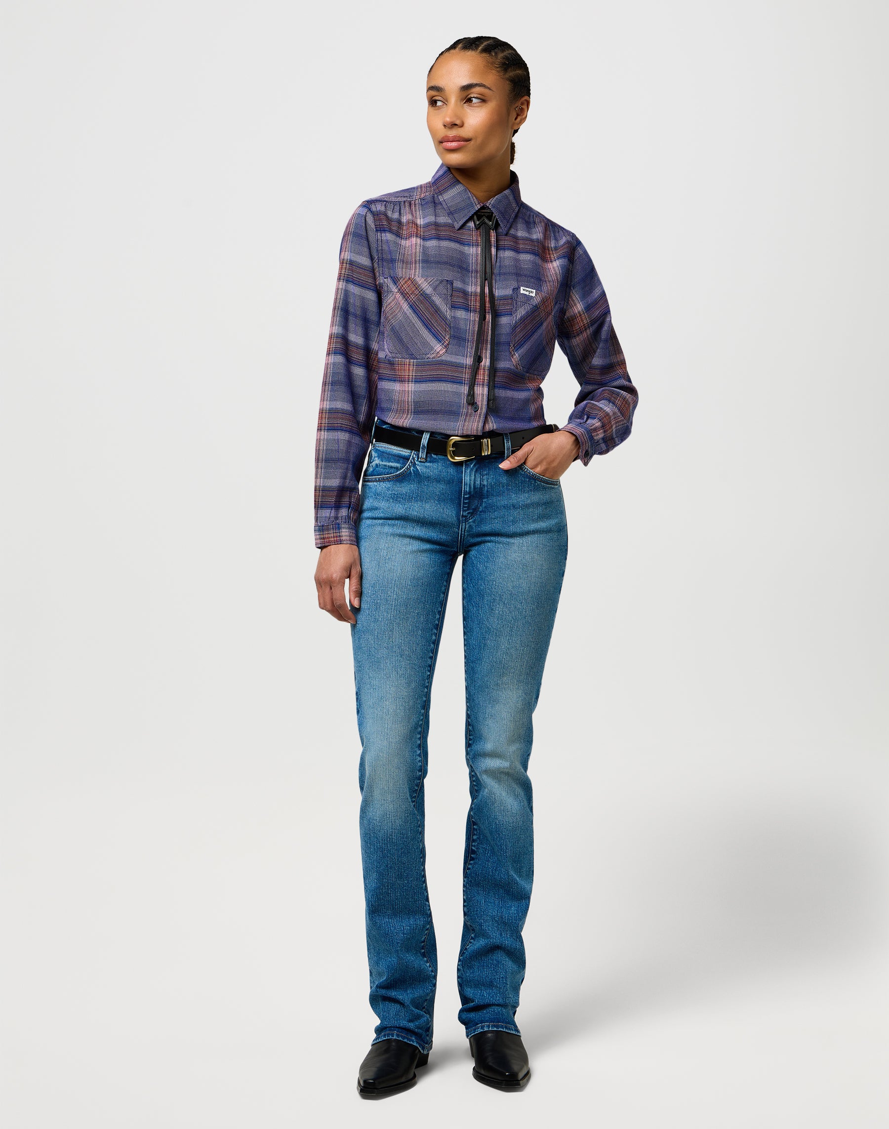 Femme Western Shirt in Earth Red Chemises Wrangler